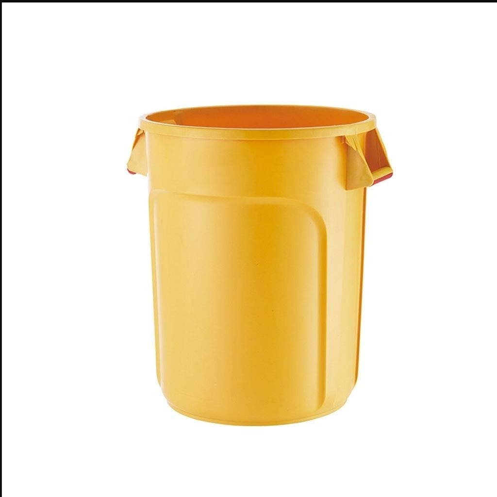 Heavy-Duty 121L Round Multi-Color Trash Can - Thickened Large Capacity Dustbin for Industrial, Outdoor, Garden & Kitchen Use (Yellow) | Perfect for Waste Management in Warehouses, Restaurants, and Backyards