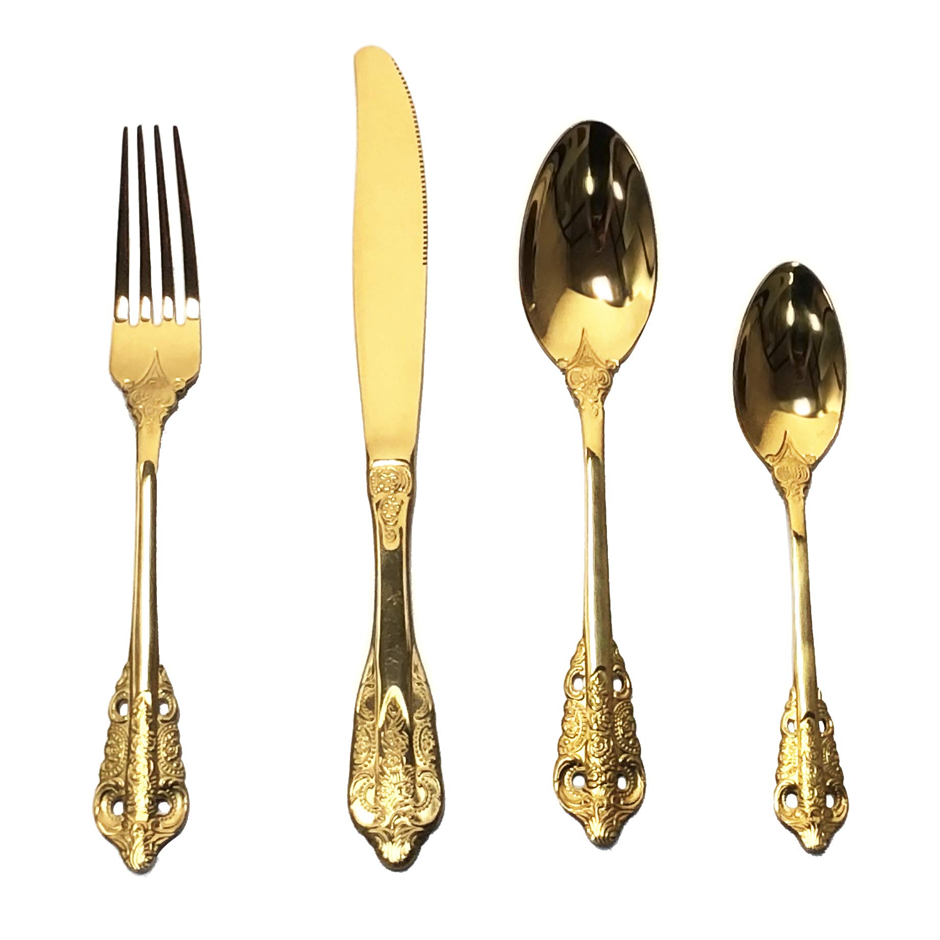 Premium Gugrida 4-Piece 304 Stainless Steel Flatware Set - Gold & Silver Mirror Finish Cutlery for Home, Restaurant, Wedding & Party - Dishwasher Safe Utensils - Perfect for Fine Dining, Gifts & Special Occasions