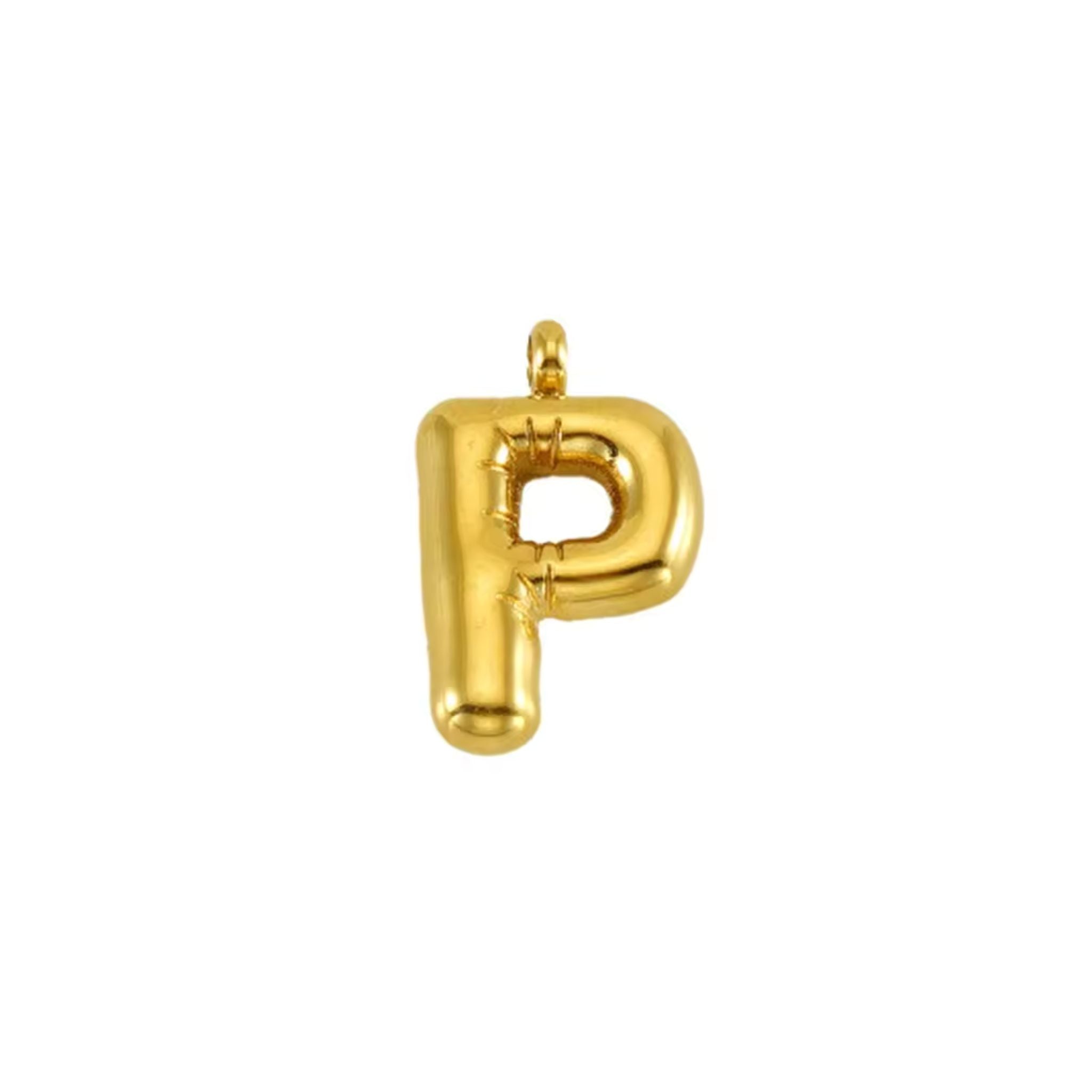 Puffy Gold Letter Pendant Necklace - 14K Gold Plated Initial Charm Jewelry for Women - Perfect for Gifts, Birthdays & Everyday Elegance