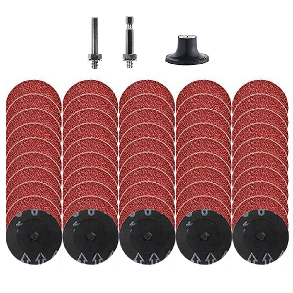 51Pcs Quick Change Discs Set - 2 Inch 36 Grit Roll Lock Grinding Discs for Die Grinder, Surface Prep, Burr & Rust Removal, Paint Stripping - Perfect for Metalworking, Woodworking & DIY Home Projects