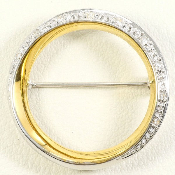 18K Yellow Gold & White Gold Diamond Brooch Pin - Elegant Floral Design for Women, Perfect for Weddings, Parties & Special Occasions