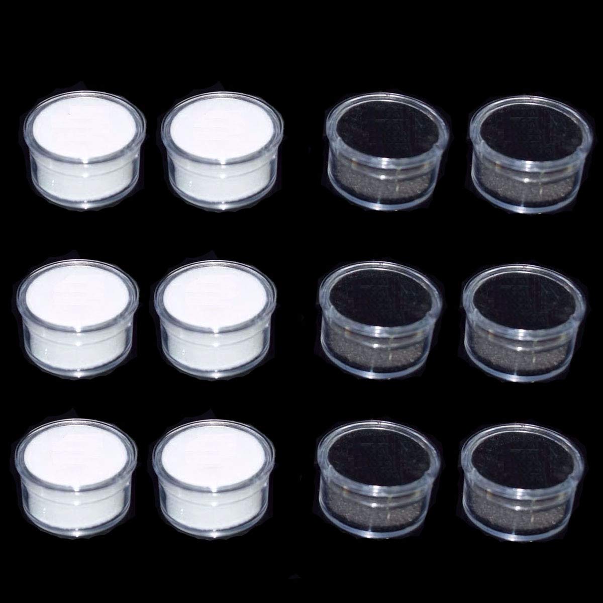 12Pcs Small Loose Diamond Gemstone Display Box - Round Jewelry Show Case with Clear Top Lids & Sponge Insert - White & Black for Diamond Rings, Earrings, Necklaces - Perfect for Jewelry Stores, Trade Shows & Home Collections
