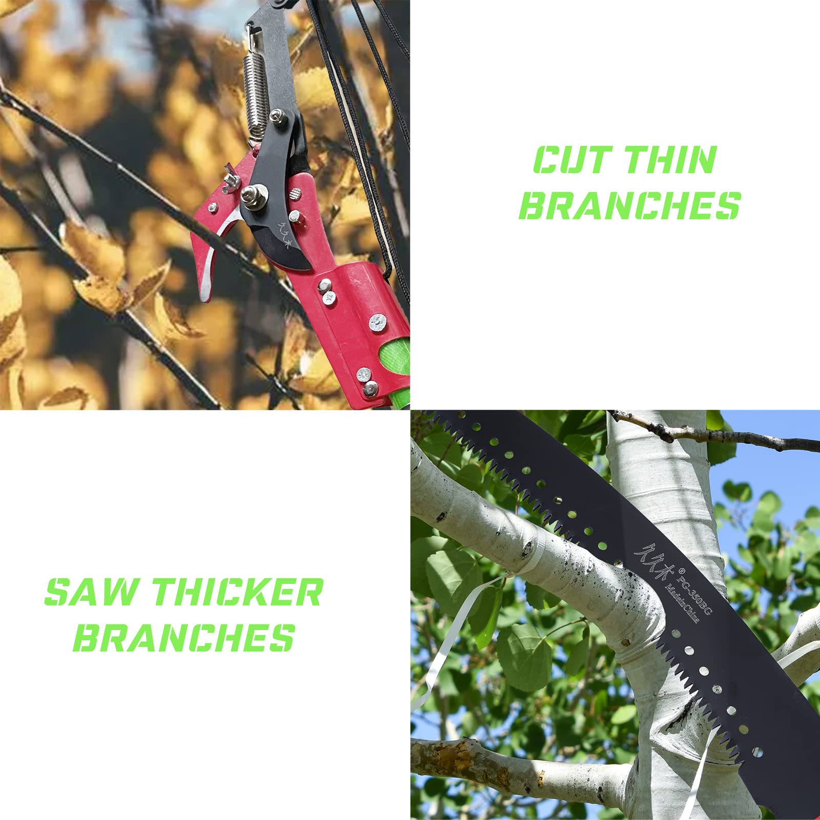 26.5FT Extendable Pole Saw for Tree Trimming - Manual Long Handle Tree Pruner with Dual Cutting System & Storage Bag - Perfect for Gardening, Landscaping and Outdoor Branch Cutting