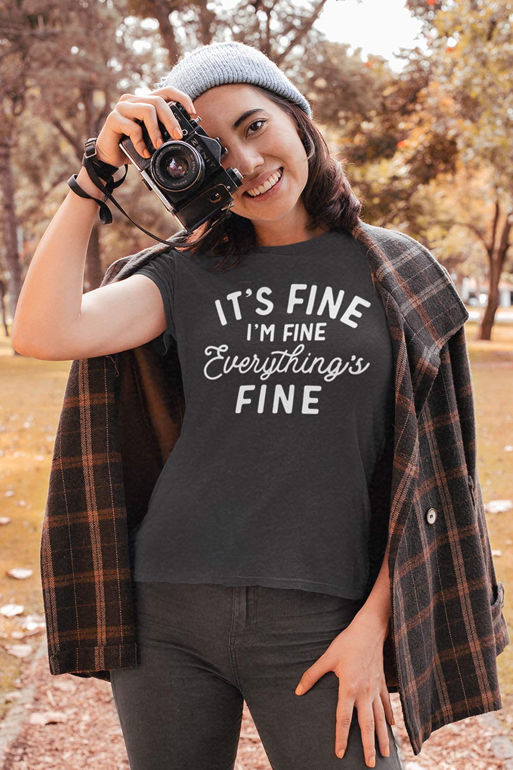 Positive Inspirational T-Shirt for Women - 'It's Fine I'm Fine Everything's Fine' Short Sleeve Graphic Tee | Casual Wear, Motivational Outfit, Everyday Comfort