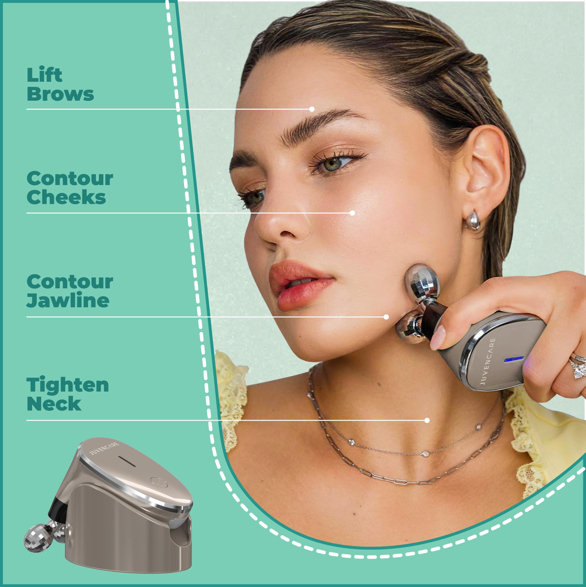6-in-1 Advanced Microcurrent Facial Device for Anti-Aging & Skin Rejuvenation - Bronze | Boosts Skincare Product Absorption | Perfect for At-Home Spa Treatments & Professional Skin Therapy