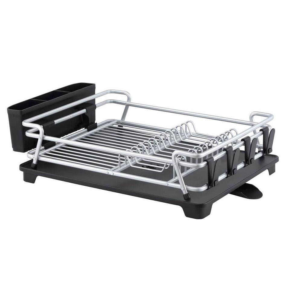 Stainless Steel Dish Rack for Kitchen - Rustproof Aluminum Drying Rack with Drain Board | Space Saving Countertop Organizer for Dishes, Cups & Utensils | Perfect for Small Apartments & RVs