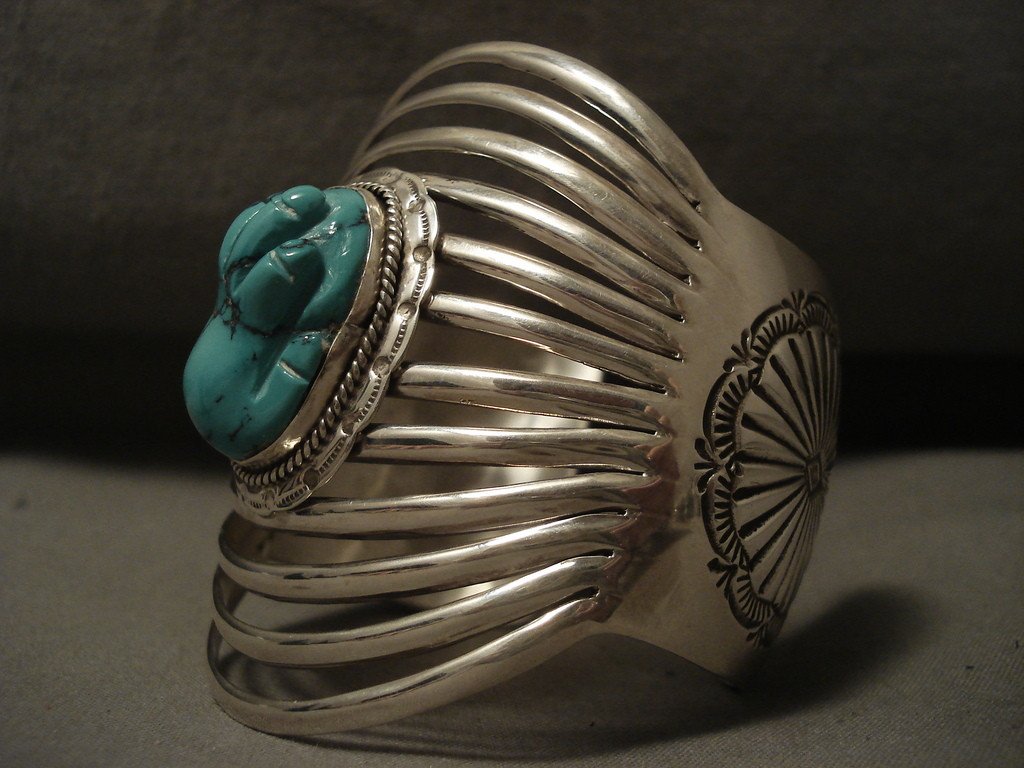 12 Shanks 'Turquoise Hand' Navajo Bulbous Turquoise Native American Jewelry Silver Bracelet - Authentic Southwest Style for Women, Gift for Her, Boho Fashion Accessory, Perfect for Festivals & Special Occasions