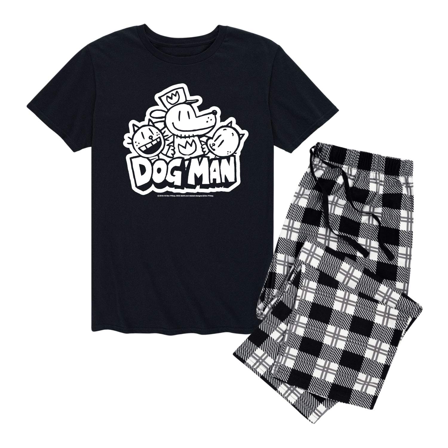 Dog Man Black and White Print Men's Pajama Set - Soft Cotton Sleepwear for Relaxing at Home or Lounging