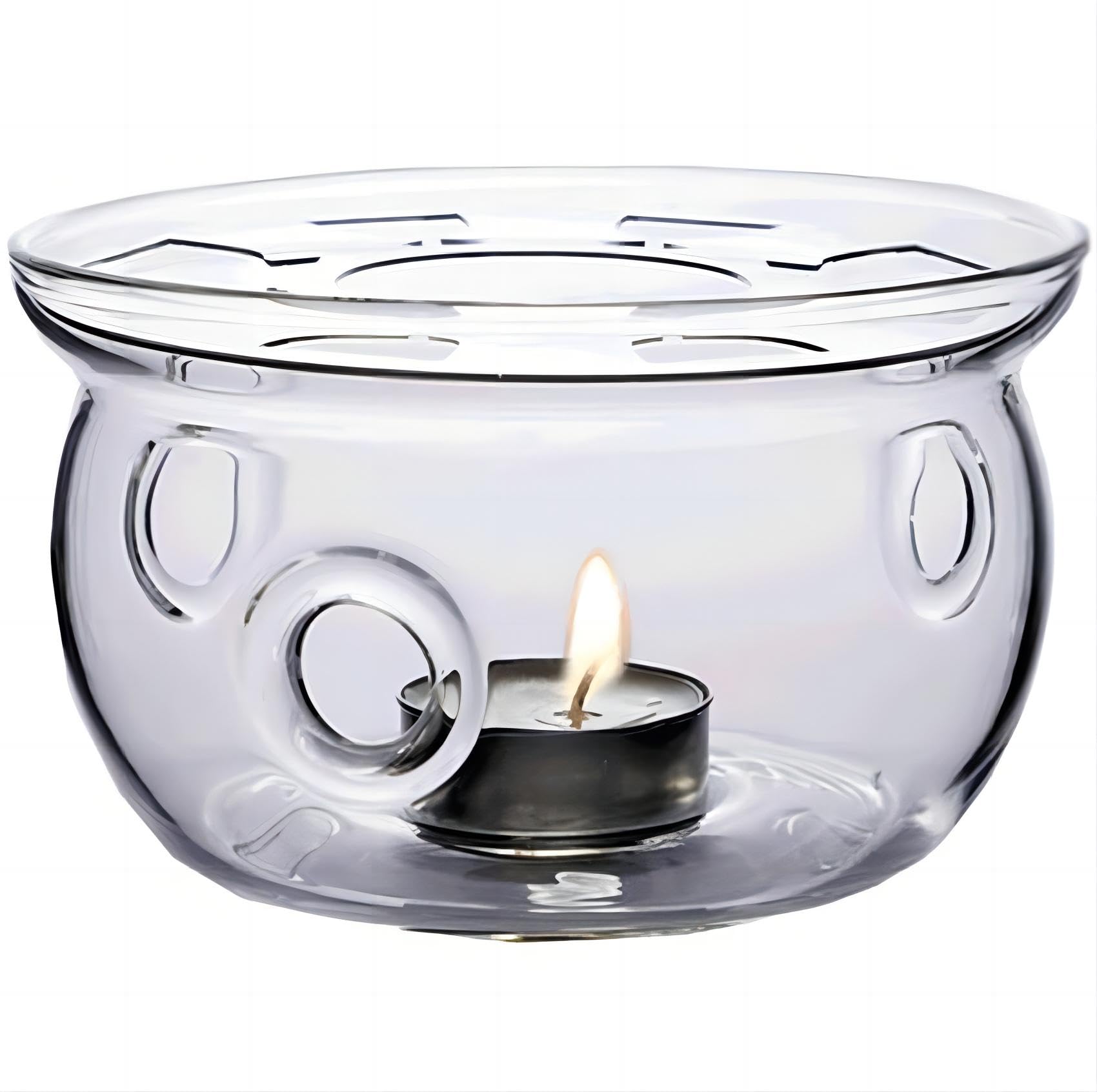 Premium Borosilicate Glass Teapot Warmer - 6 Inch High Heat Resistant Tea Light Candle Holder for Loose Leaf & Herbal Teas (Candles Not Included) - Perfect for Home, Office & Tea Ceremonies