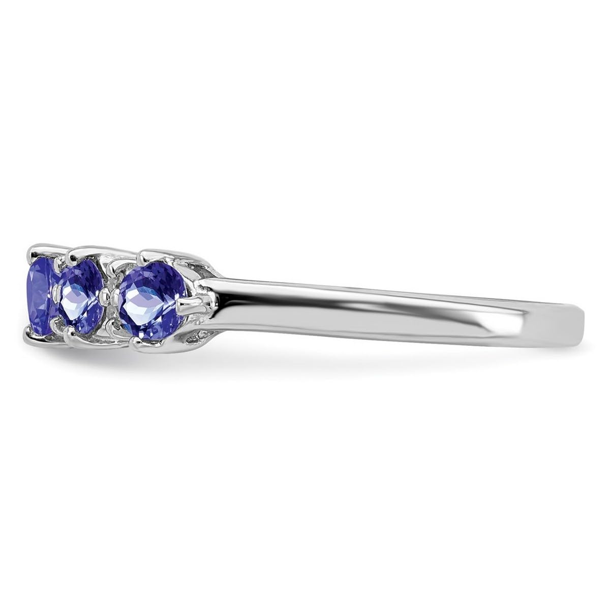 925 Sterling Silver Tanzanite & Diamond Ring for Women - 2mm Wide Polished Band, Elegant Gift for Anniversary, Engagement & Special Occasions