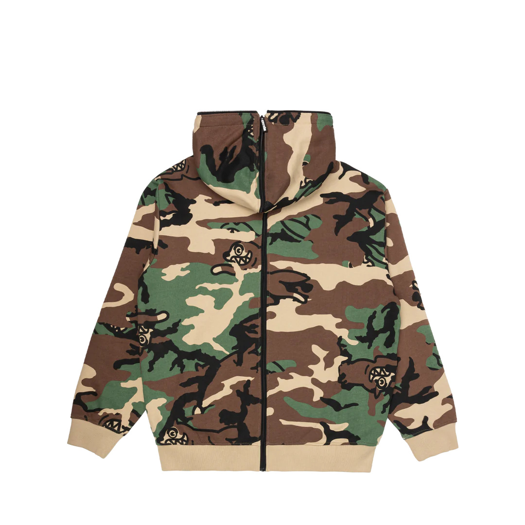 Camo Zip Through Hoodie for Men & Women - Lightweight, Comfortable Pullover for Outdoor, Running & Casual Wear