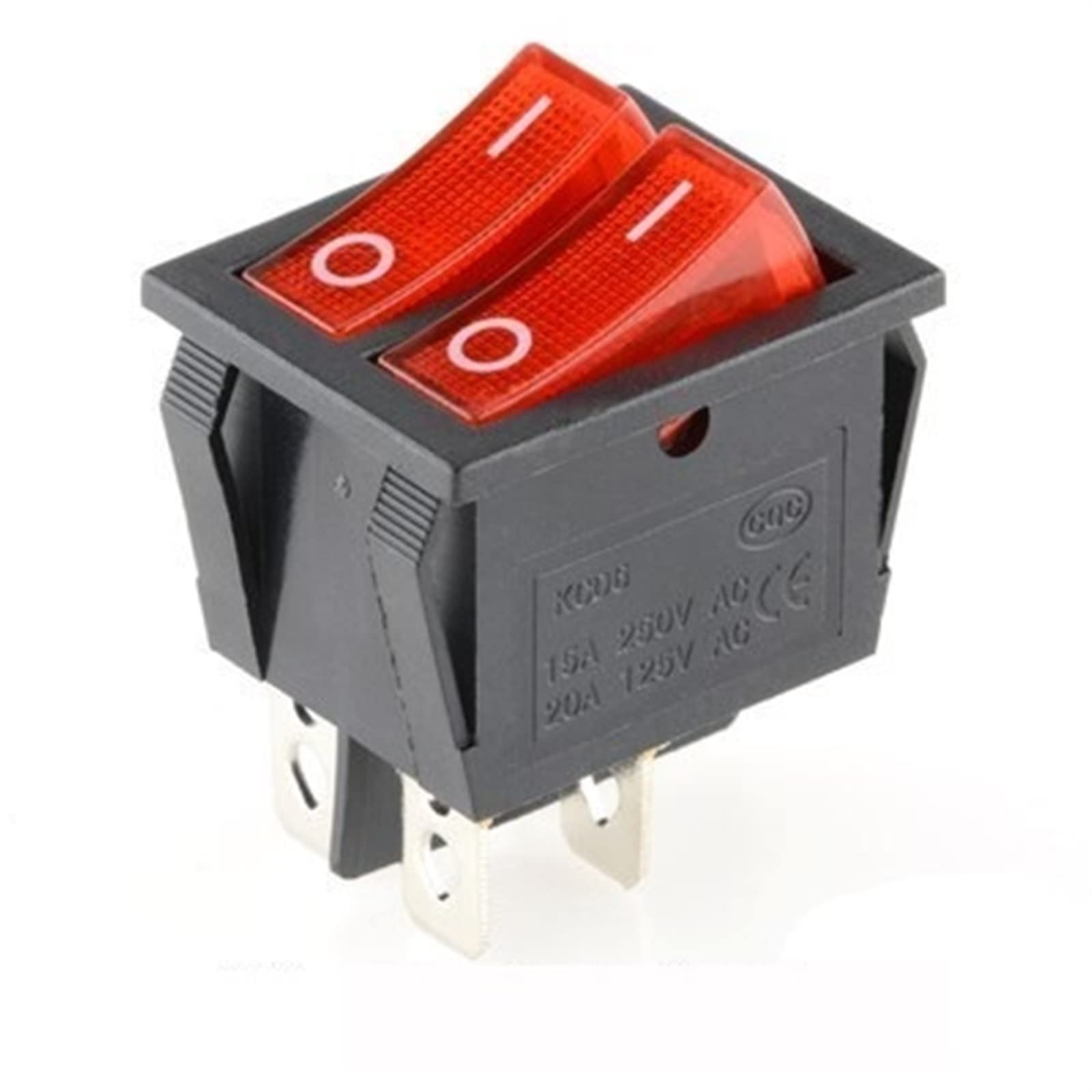 KCD8 6-Pin 16A 250V / 20A 125V Double Rocker Light Switch ON-OFF Power Switch for Boats, RVs, and Marine Applications (1Pcs, 2D4P) - Ideal for Electrical Panels, Control Boxes, and DIY Projects