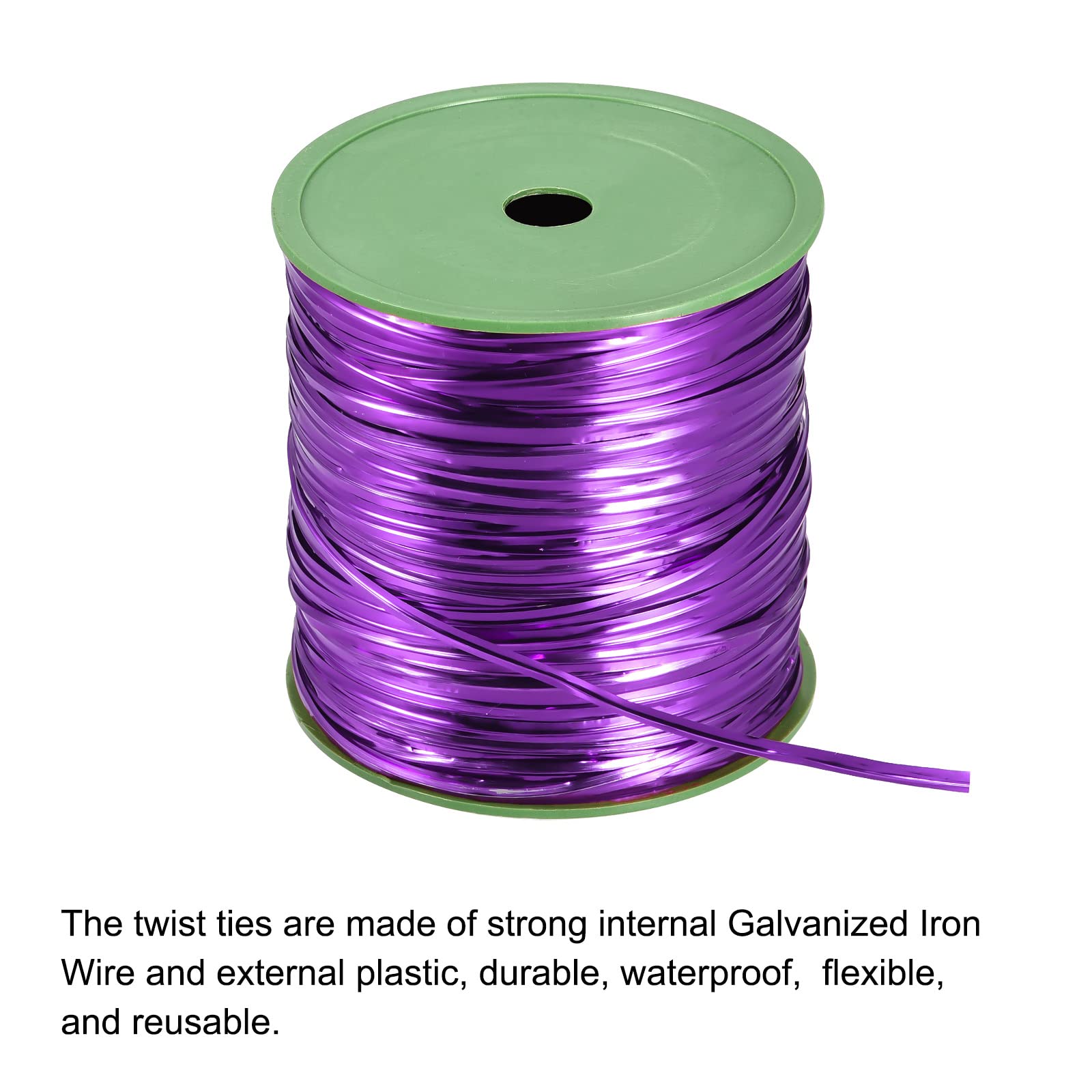 MECCANIXITY 350 Yard Plastic Foil Twist Ties - Bulk Pack for Bread Bags, Candy Wrapping, Cookie Packaging, Gift Bags & Arts Crafts (Purple) | Food Safe, Durable Closure Solution for Home Baking & DIY Projects
