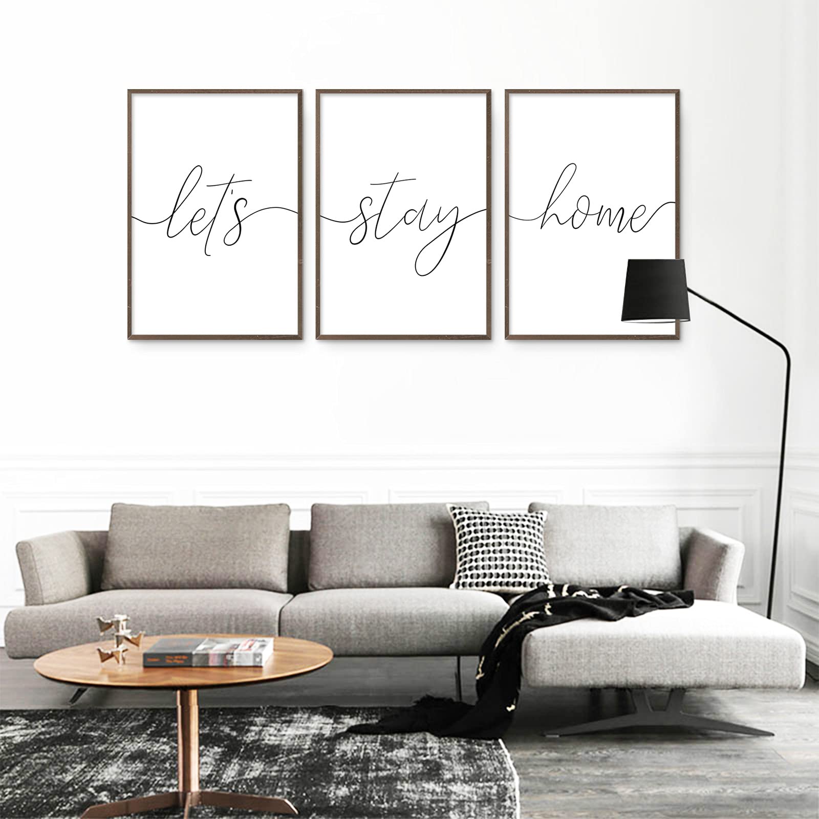 Minimalist 'Let's Stay Home' Canvas Wall Art - 16x24 Inch Unframed Modern Quote Poster for Living Room & Bedroom Decor - Perfect for Cozy Spaces, Home Offices & Gift Giving