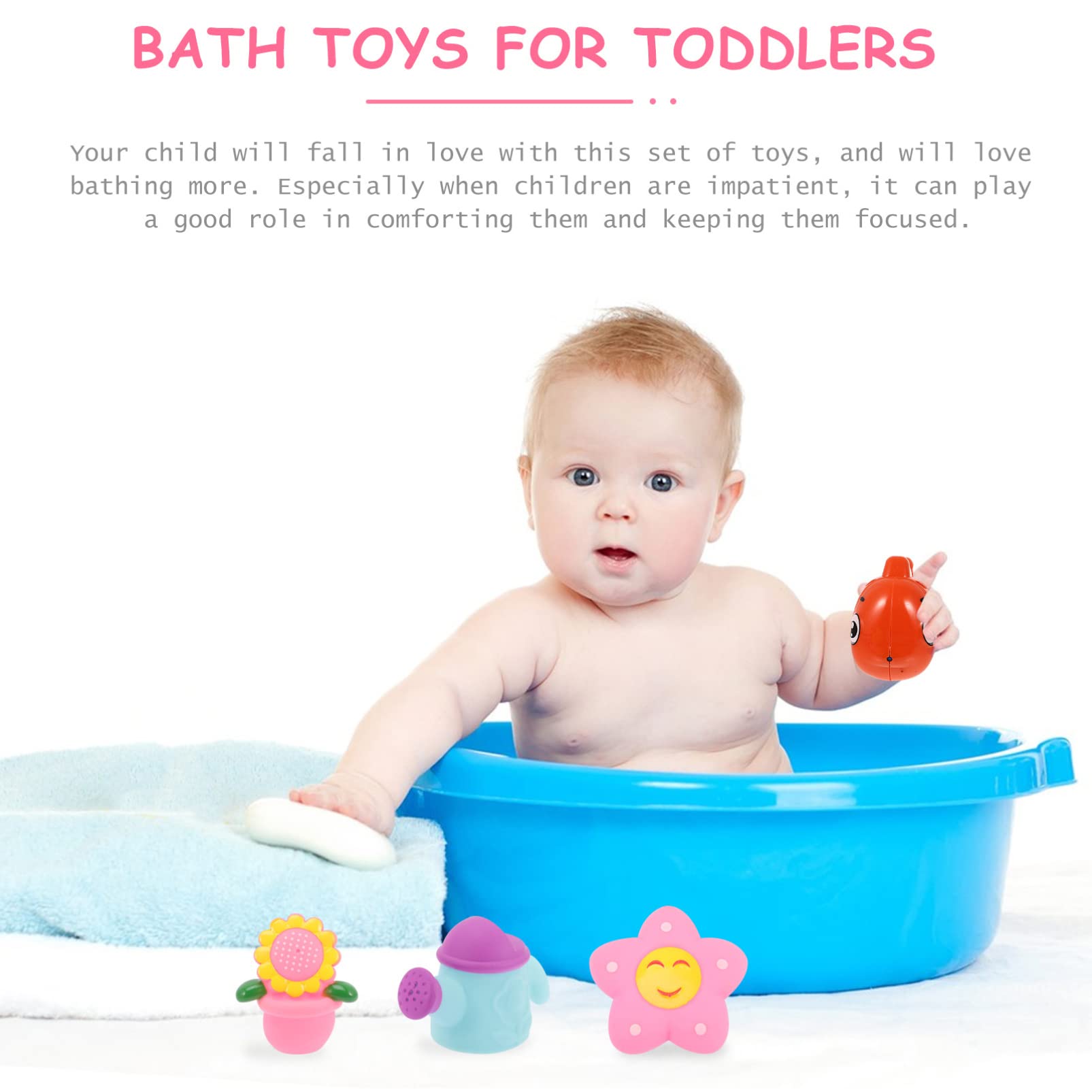4-Piece Water Play Toys for Kids - Fun Bathtub & Shower Bath Toys Set, Durable Plastic Floating Toys for Toddlers & Babies - Perfect for Bath Time, Pool, and Outdoor Water Play