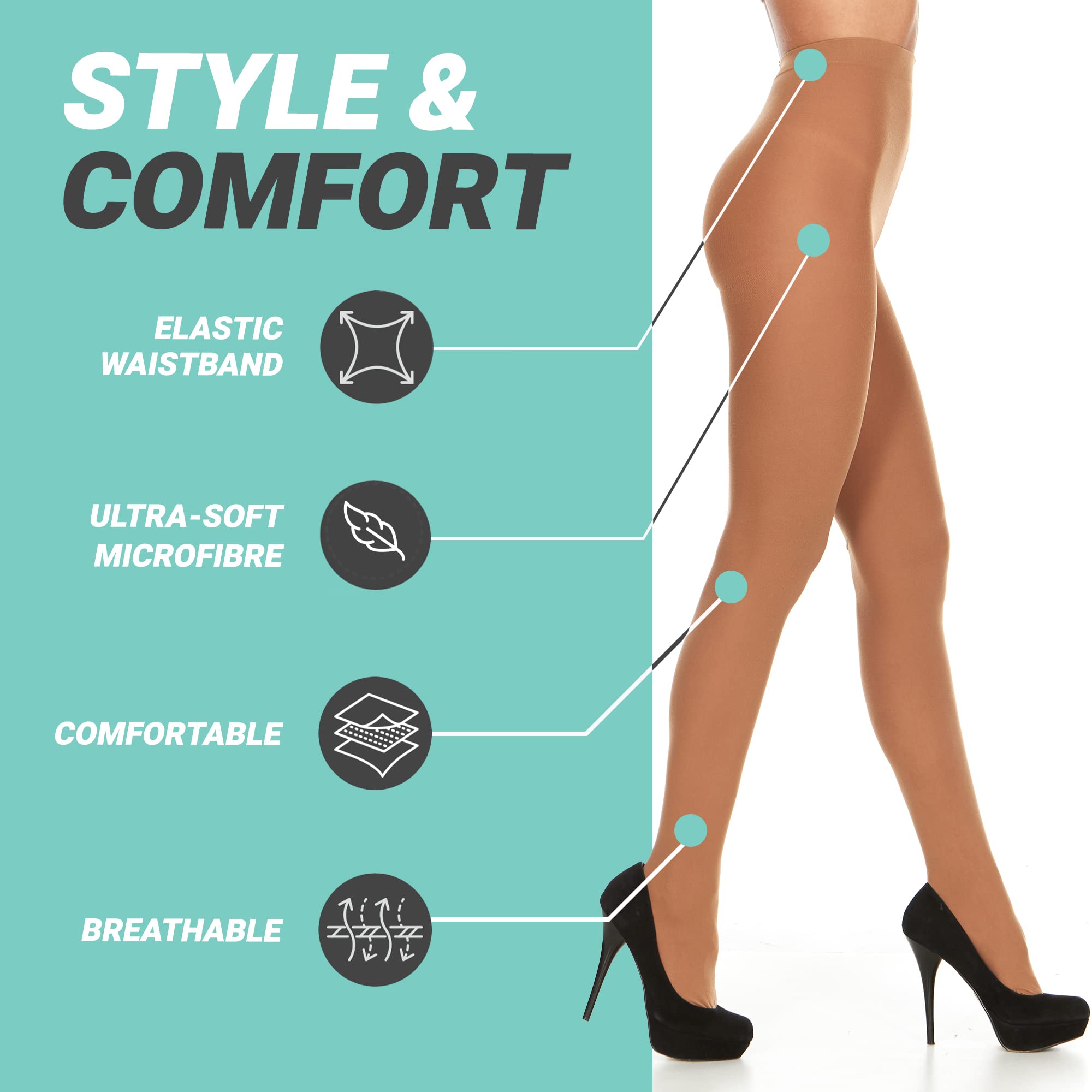 DARESAY Women's Opaque 70 Denier Microfiber Tights - Comfortable & Silky Pantyhose for Everyday Wear, Work, or Formal Occasions