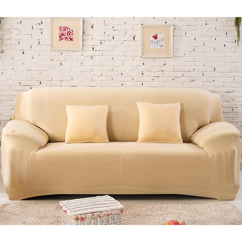 Geometric Elastic Sofa Slipcover for Living Room - Stretchable L-Shaped Chaise Longue Couch Cover (145-185cm, Cream) - Pet-Friendly Furniture Protector for Home Decor & Daily Use