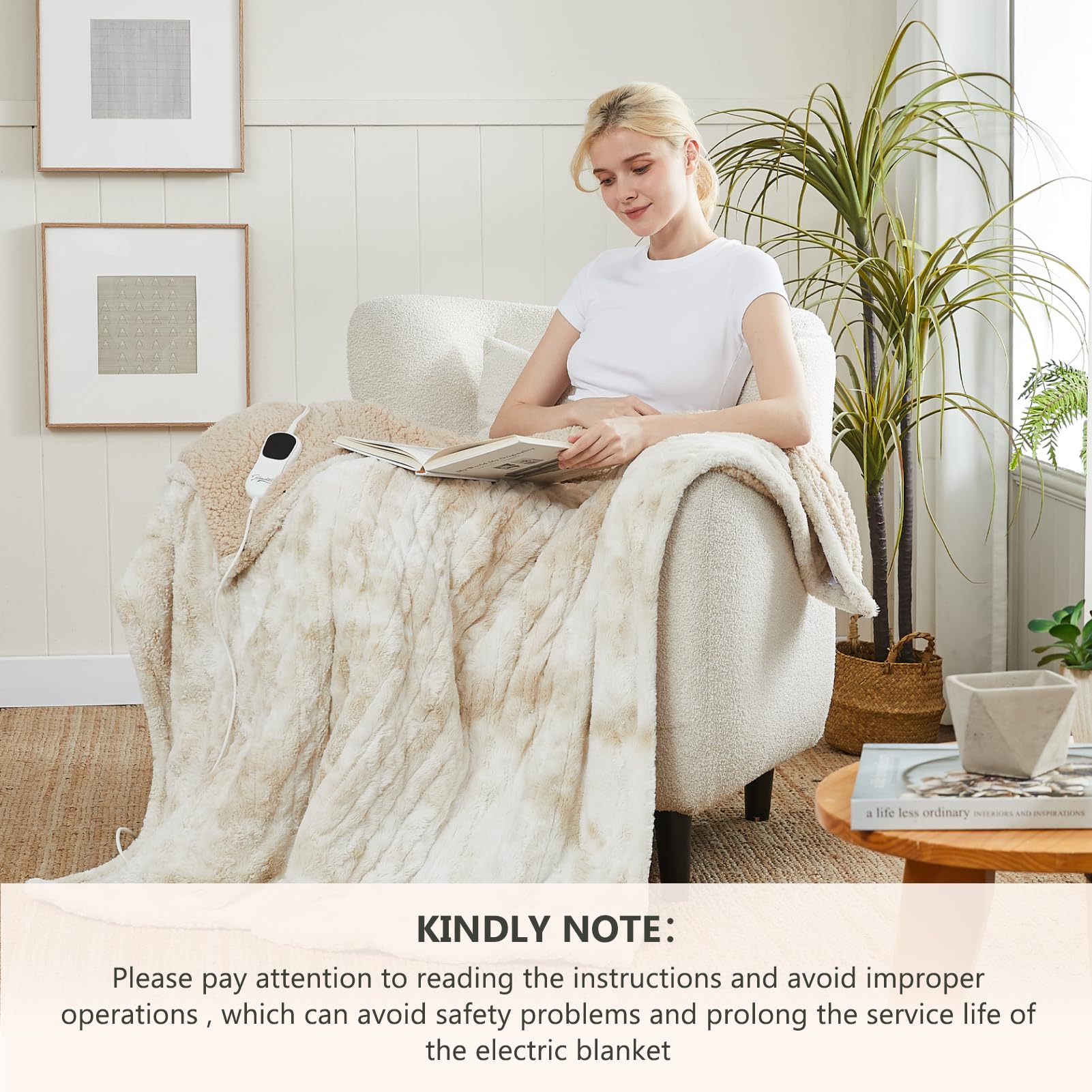 Homemate Electric Heated Blanket Twin Size (62x84 inches) - 5 Heat Settings & 10 Temperature Levels with Auto Shut-Off & Overheat Protection | ETL Certified Luxury Faux Fur Sherpa Heating Blanket | Perfect for Winter Nights, Bedroom Comfort & Cold Weather Relaxation