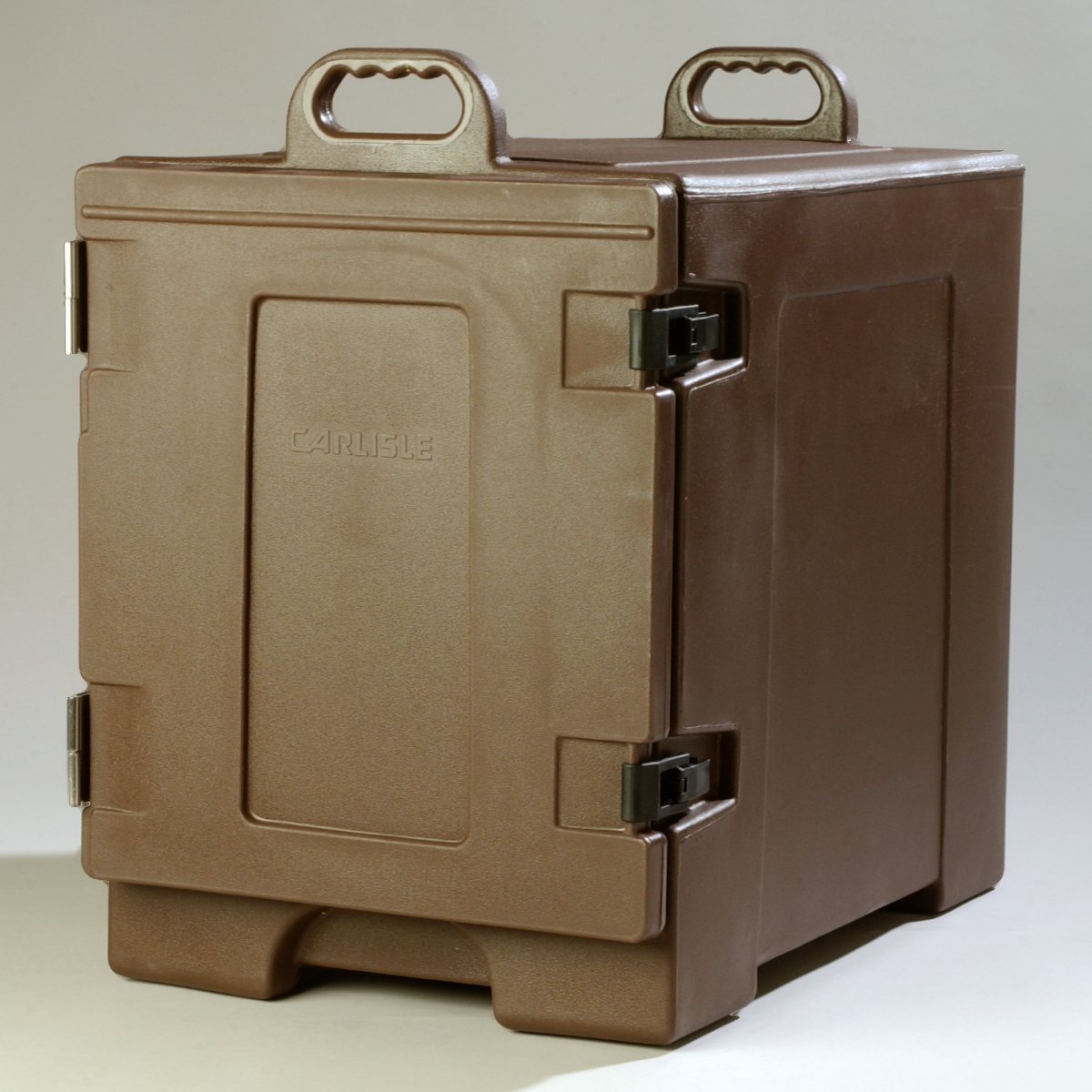 Carlisle FoodService 5-Pan Insulated Front Loading Food Carrier with Handles - Brown Plastic Catering Solution for Restaurants, Events & Buffets | Perfect for Hot/Cold Food Transport & Serving