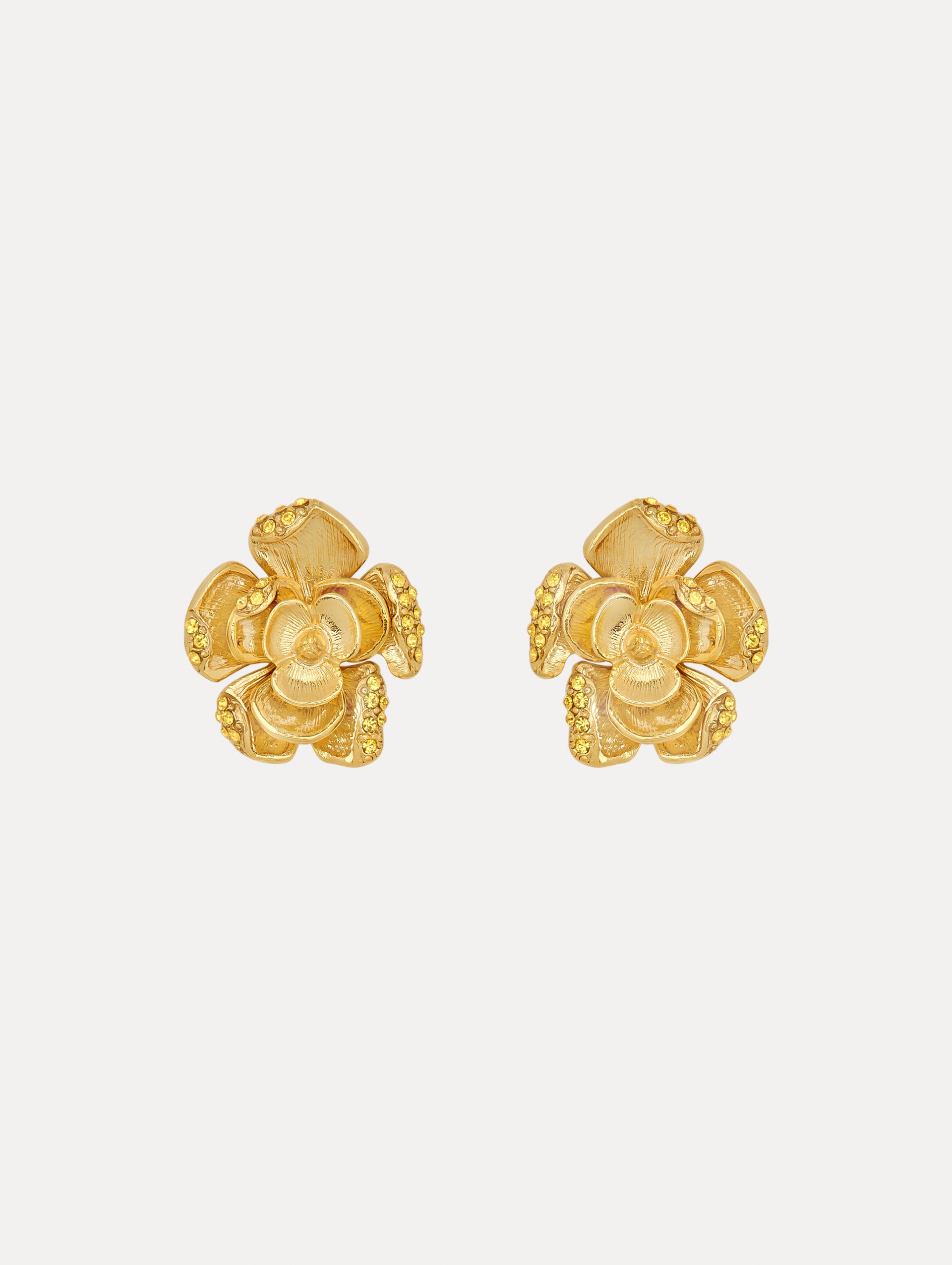 Small Pavé Rose Stud Earrings - 14K Gold Plated Floral Jewelry for Women - Perfect for Weddings, Date Nights & Gifts