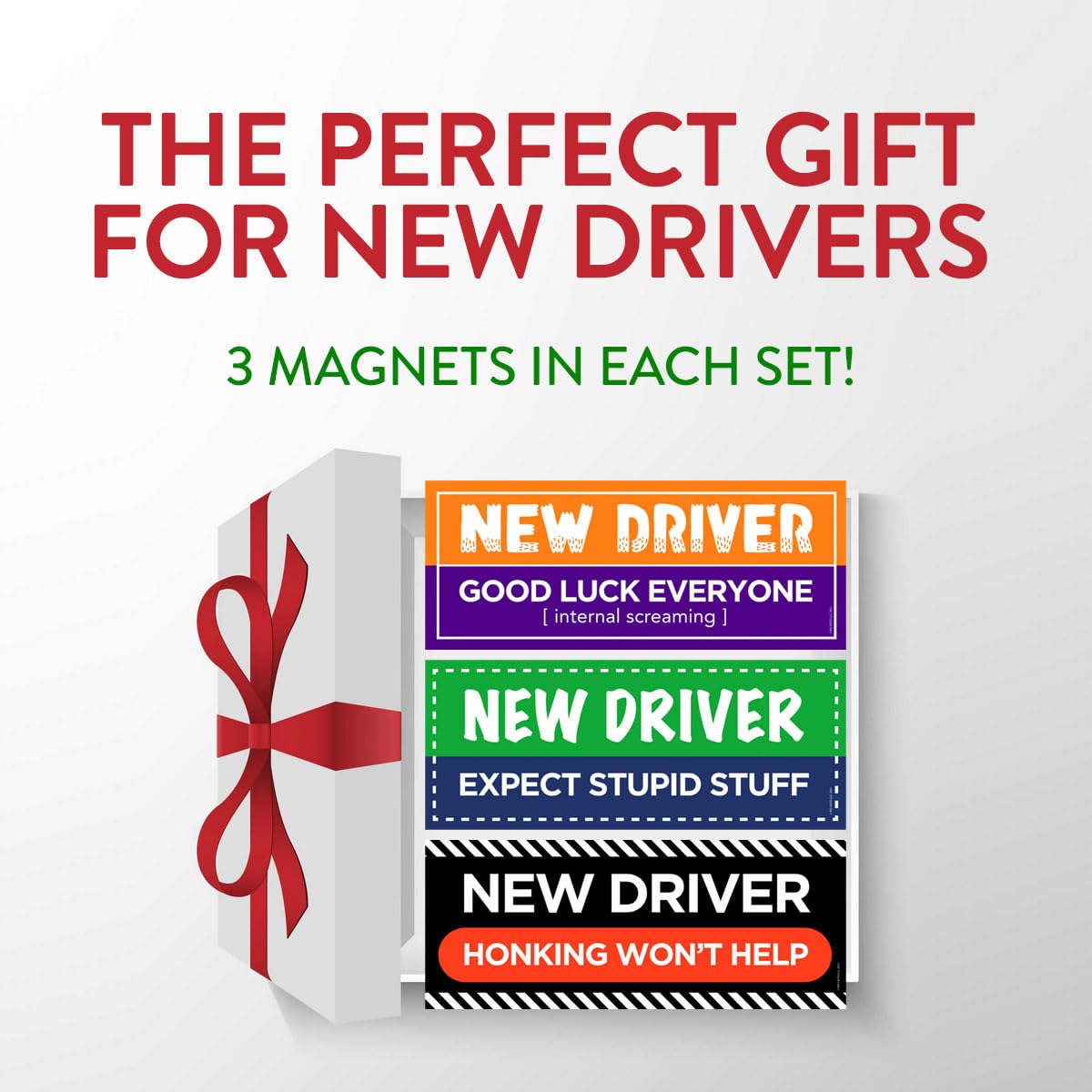 Rio Salto 3-Pack Large Reflective Car Magnets - 'Please Be Patient' & 'Student Driver' Funny Magnetic Bumper Accessories for New Drivers, Rookie Prank Gifts | Perfect for Learner Vehicles, Safety Awareness & Humorous Road Scenes