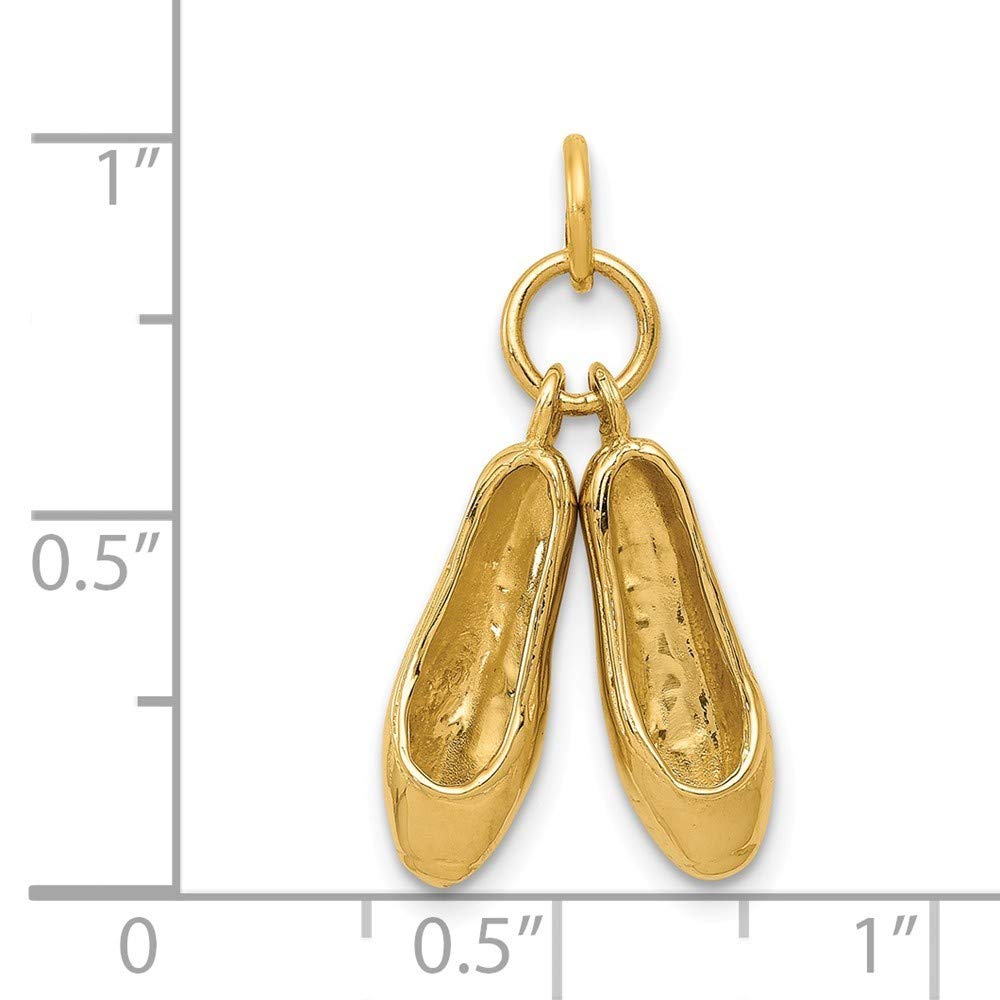 14K Yellow Gold Ballet Slippers Charm Pendant - Elegant Dainty Jewelry Gift for Dancers & Ballet Lovers - Perfect for Necklaces, Bracelets & Special Occasions