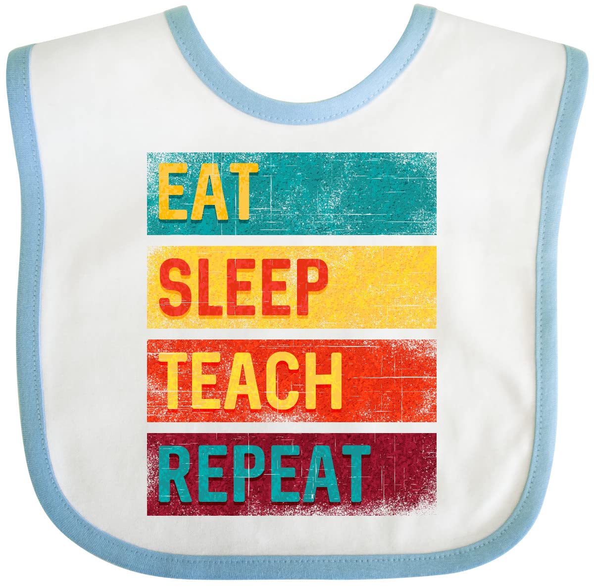 Inktastic Teacher Eat Sleep Teach Repeat Baby Bib - Soft Cotton Drool Bib for Infants & Toddlers - Perfect for Daycare, Feeding Time & Playdates