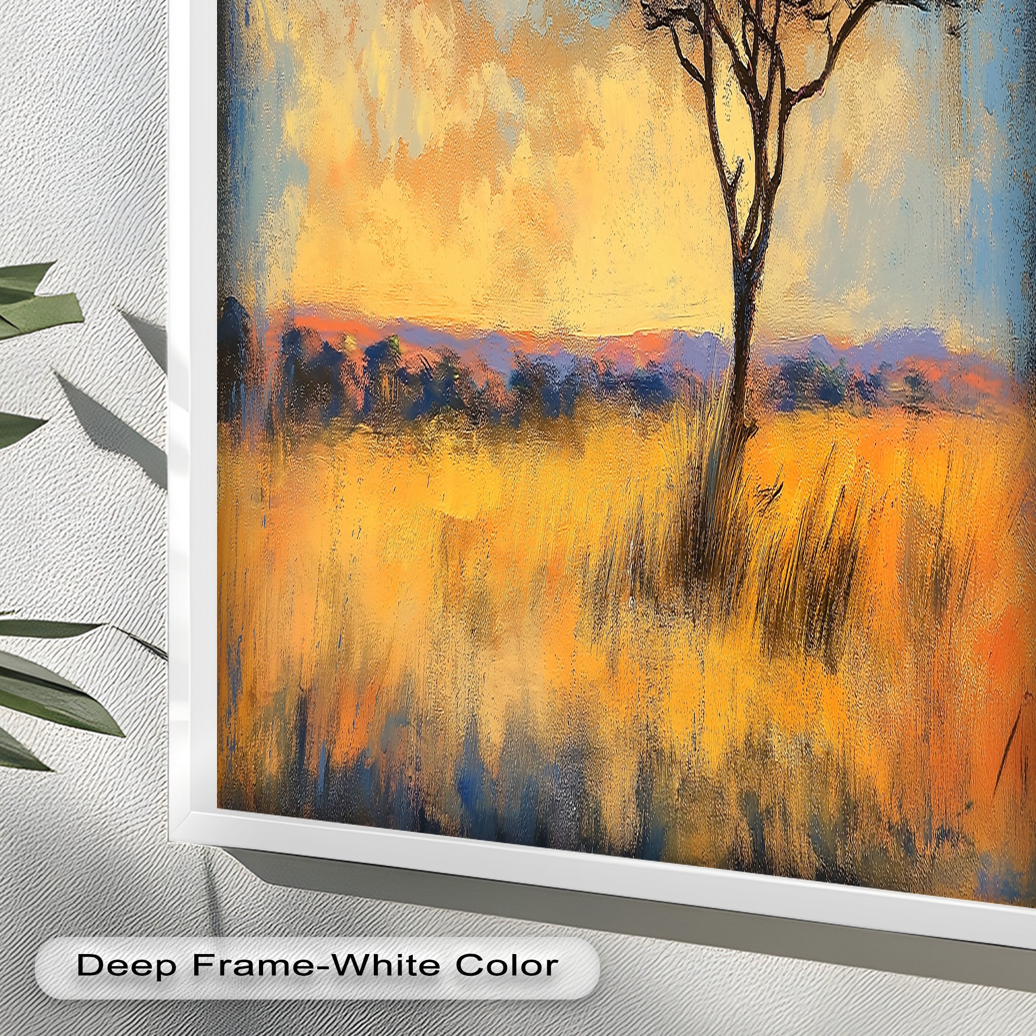 African Savannah Tree Wall Art - Handmade Landscape Oil Painting for Living Room & Bedroom Decor