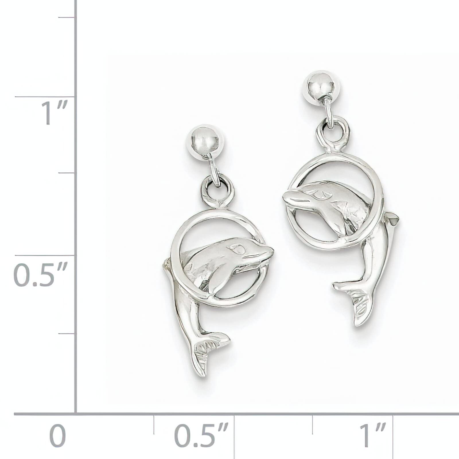 14K White Gold Dolphin Hoop Dangle Earrings for Women - Elegant Marine Jewelry Gift for Beach Lovers, Summer Vacation & Ocean-Themed Parties