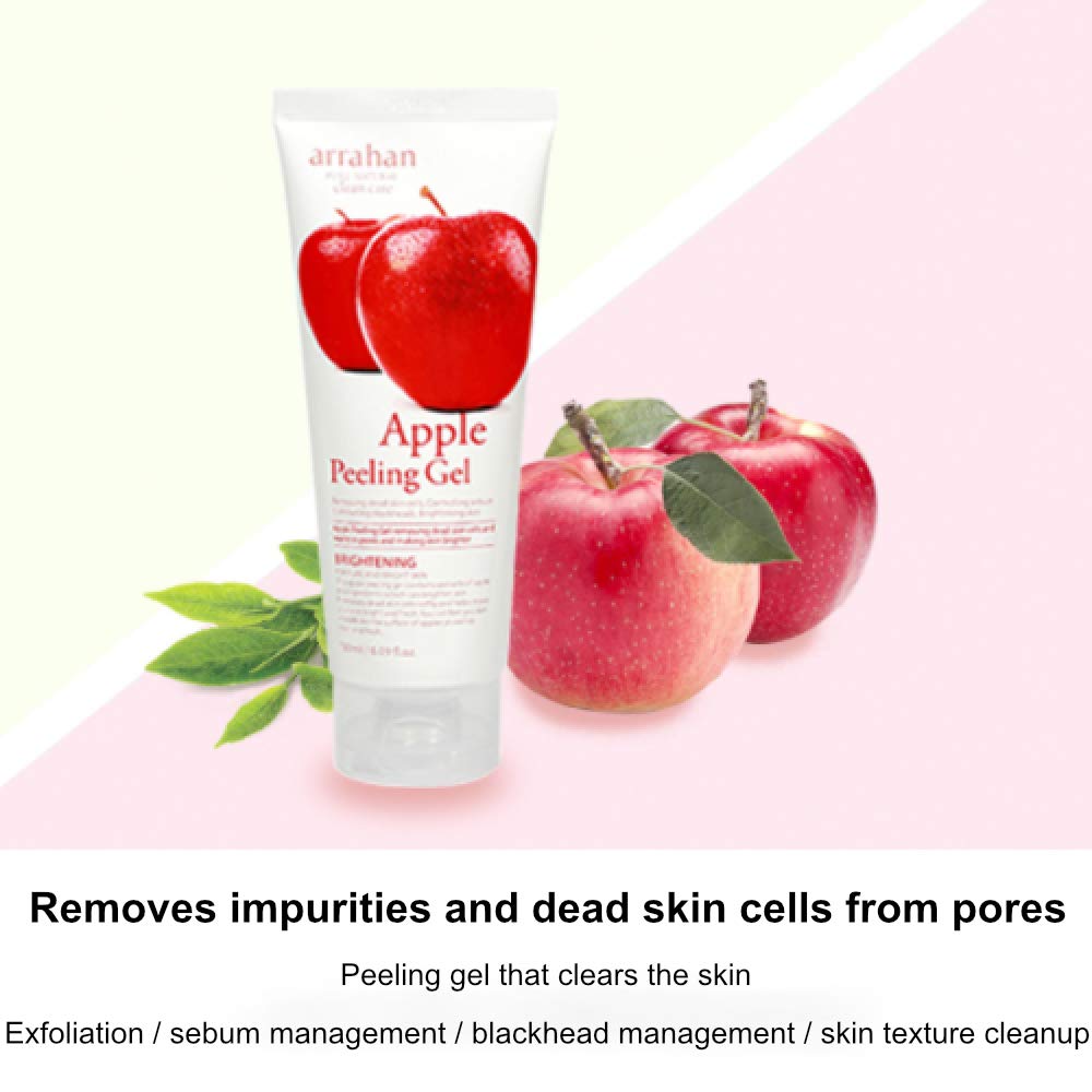 Arrahan Apple Peeling Gel 180ml (6.09 fl.oz) - Deep Cleansing, Blackhead Removal & Moisturizing Face Exfoliator for Smooth Skin | Perfect for Daily Skincare Routine & Acne-Prone Skin
