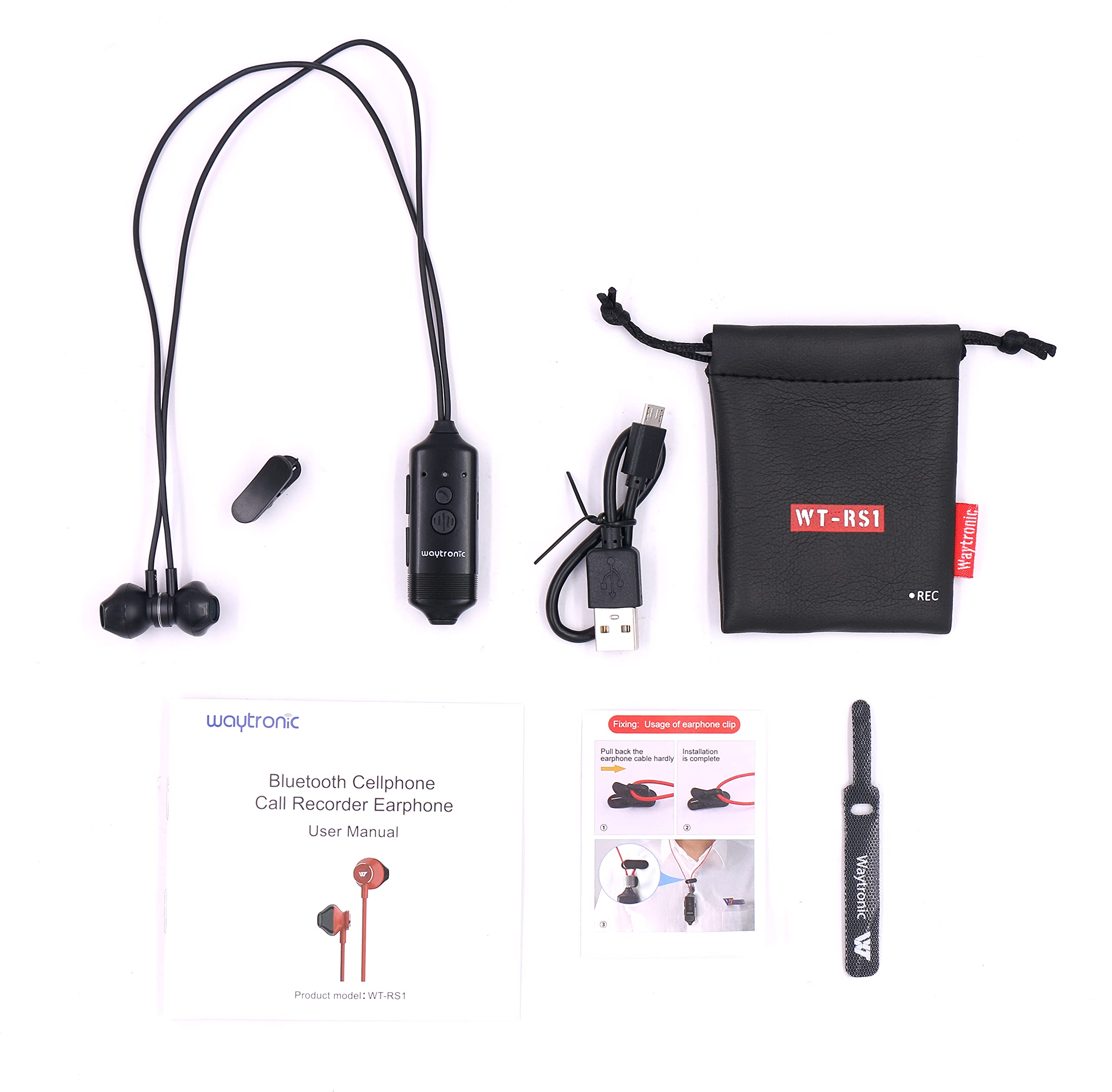 Bluetooth Call Recording Headset - Wireless Recording Earphones for iPhone & Android Phones (Black) | Perfect for Business Calls, Interviews & Legal Recordings