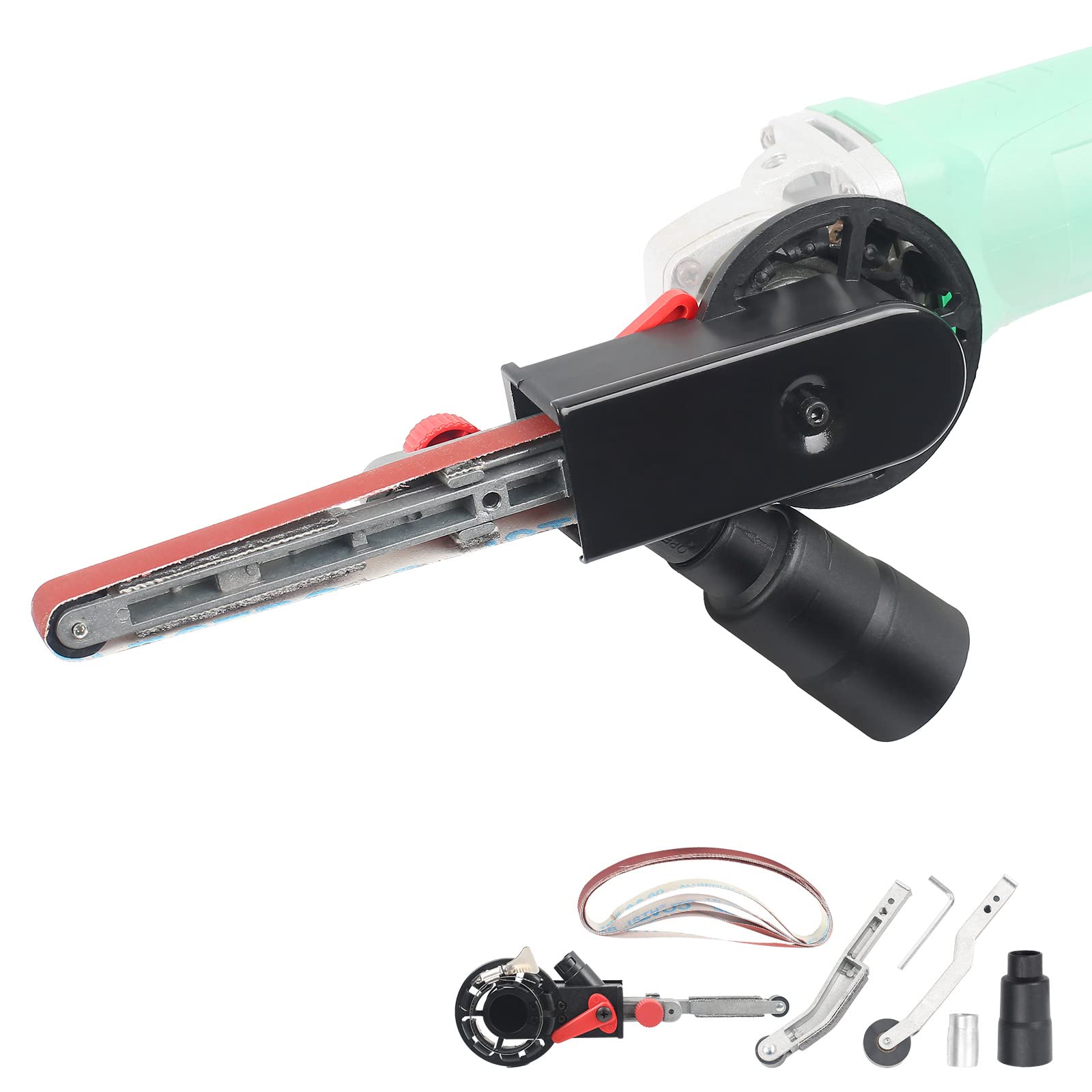 Angle Grinder Belt Sander Adapter - 5/8-11 Thread US Standard, Easy Assembly Corner Detailing Attachment for Woodworking, Metal Polishing & Rust Removal (15mm Belt) - Perfect for DIY Projects, Furniture Restoration & Metal Surface Refinishing