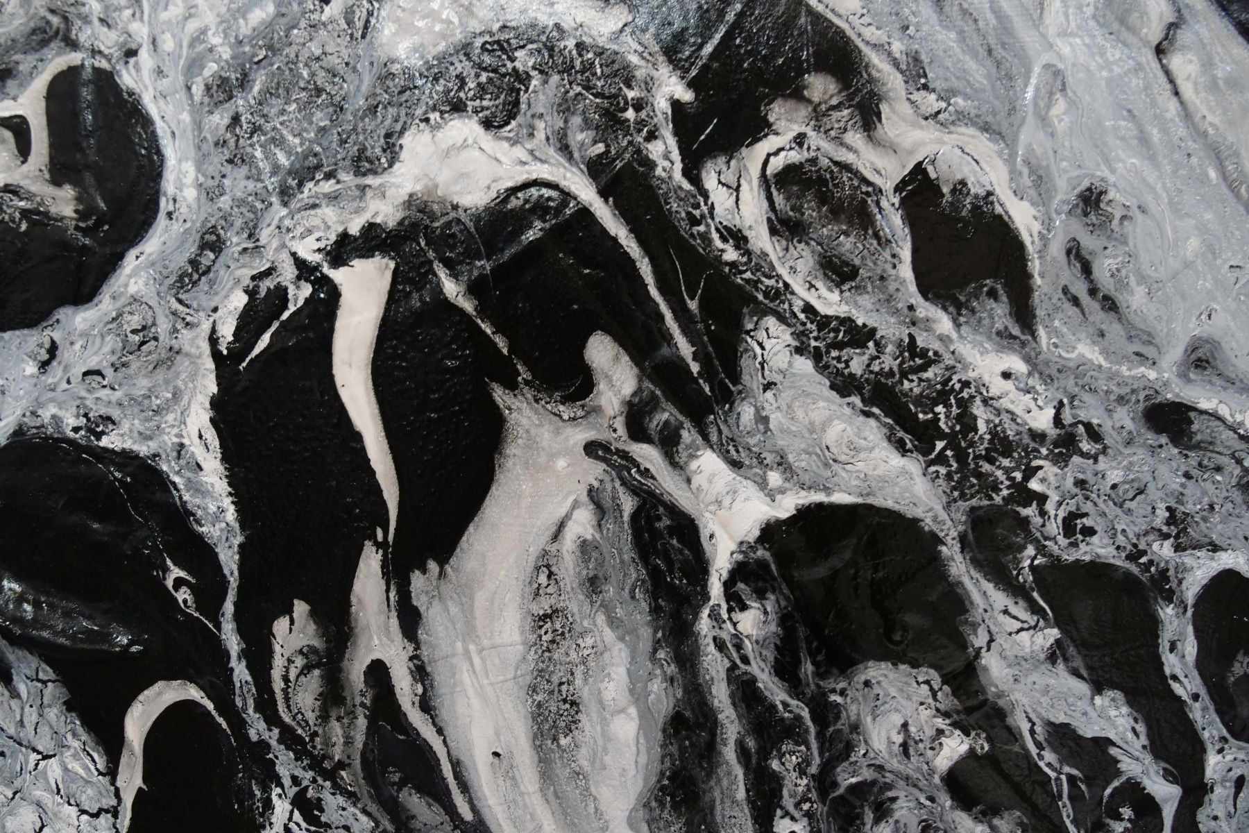 120cm x 120cm Black White Marbled Abstract Textured Canvas Wall Art - Modern Home Decor for Living Room, Bedroom & Office