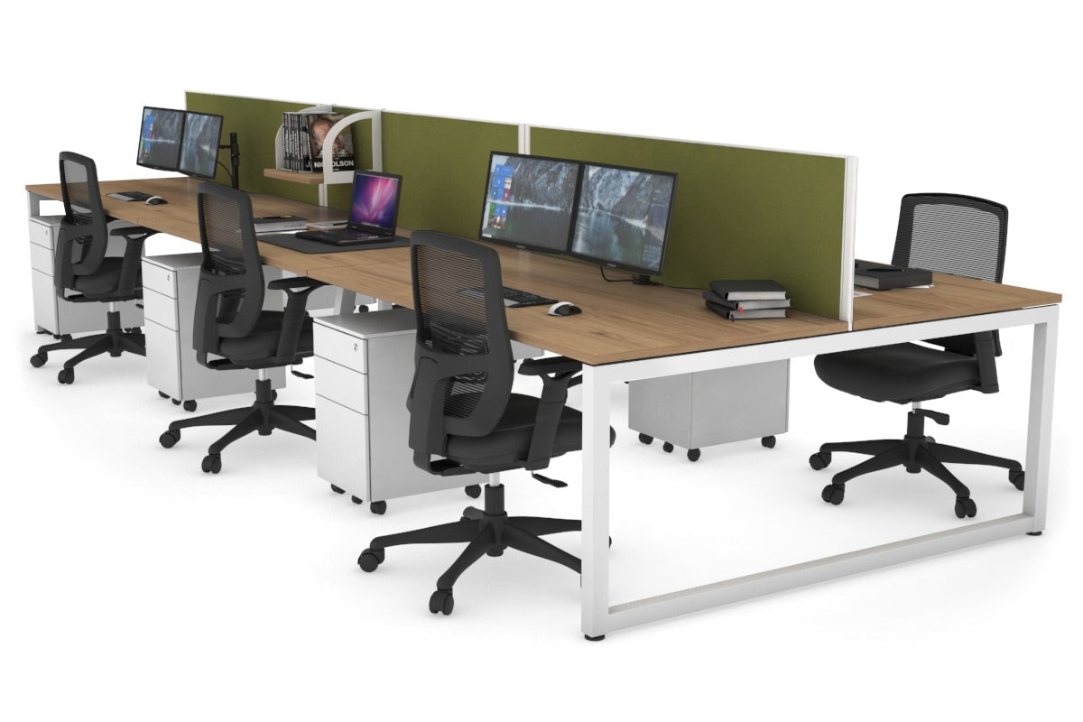 Quadro Loop Legs 6-Person Office Workstation - 1400L x 800W with Cable Management - Perfect for Open Office Layouts & Collaborative Workspaces