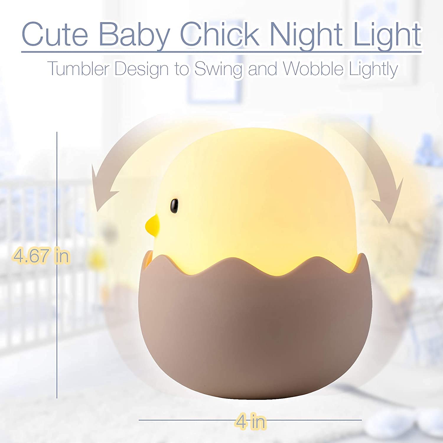 Cute Egg Shell Night Light - Rechargeable LED Dimmable Nursery Lamp with 20-Minute Timer & Touch Control, Perfect for Baby Girls' Rooms, Women's Bedrooms & Living Room Decor | Soft Lighting for Night Feeding, Reading & Relaxation