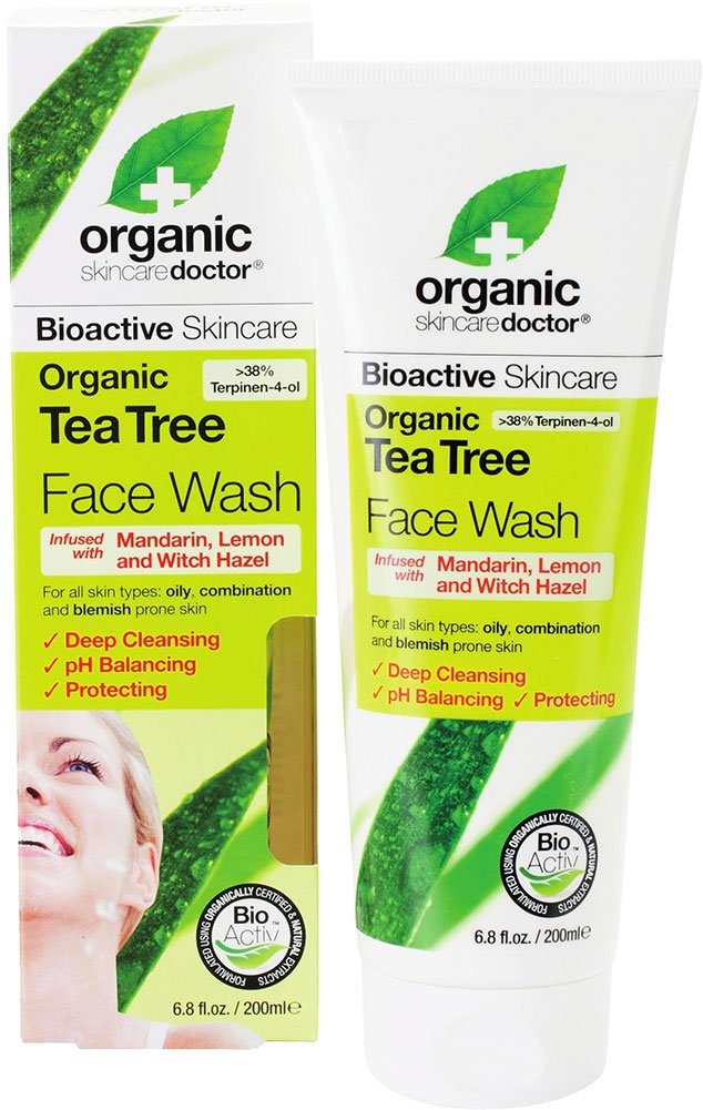 Organic Tea Tree Face Wash for Acne & Oily Skin - 200ml Natural Cleanser - Deep Cleansing & Pore Minimizing - Vegan & Cruelty-Free - Perfect for Daily Skincare Routine