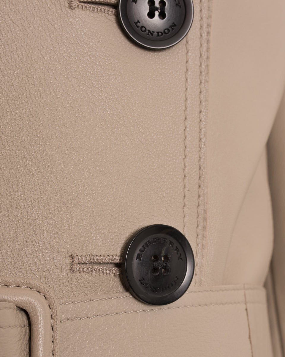 Burberry Beige Leather Short Trench Coat Jacket for Women - Classic Waterproof Outerwear for Fall & Winter Fashion | Perfect for Office, Travel & Casual Outfits
