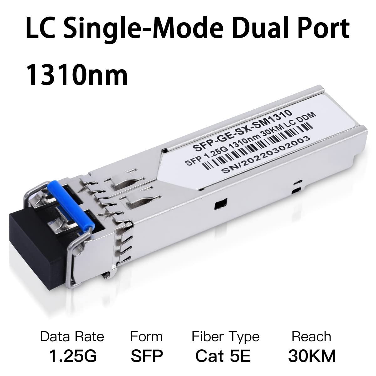 10 Pack 1.25G SFP LC Module 1000Base-LX (SMF,1310nm,20km,DDM) Single-Mode Fiber Optic Transceiver - Compatible with Cisco GLC-LH-SMD, Ubiquiti UniFi, Meraki MA-SFP-1GB-LX10, Fortinet, Mikrotik, TP-Link, Netgear, TL-SM311LS, D-Link - Ideal for Data Centers, Enterprise Networks & Telecom Applications
