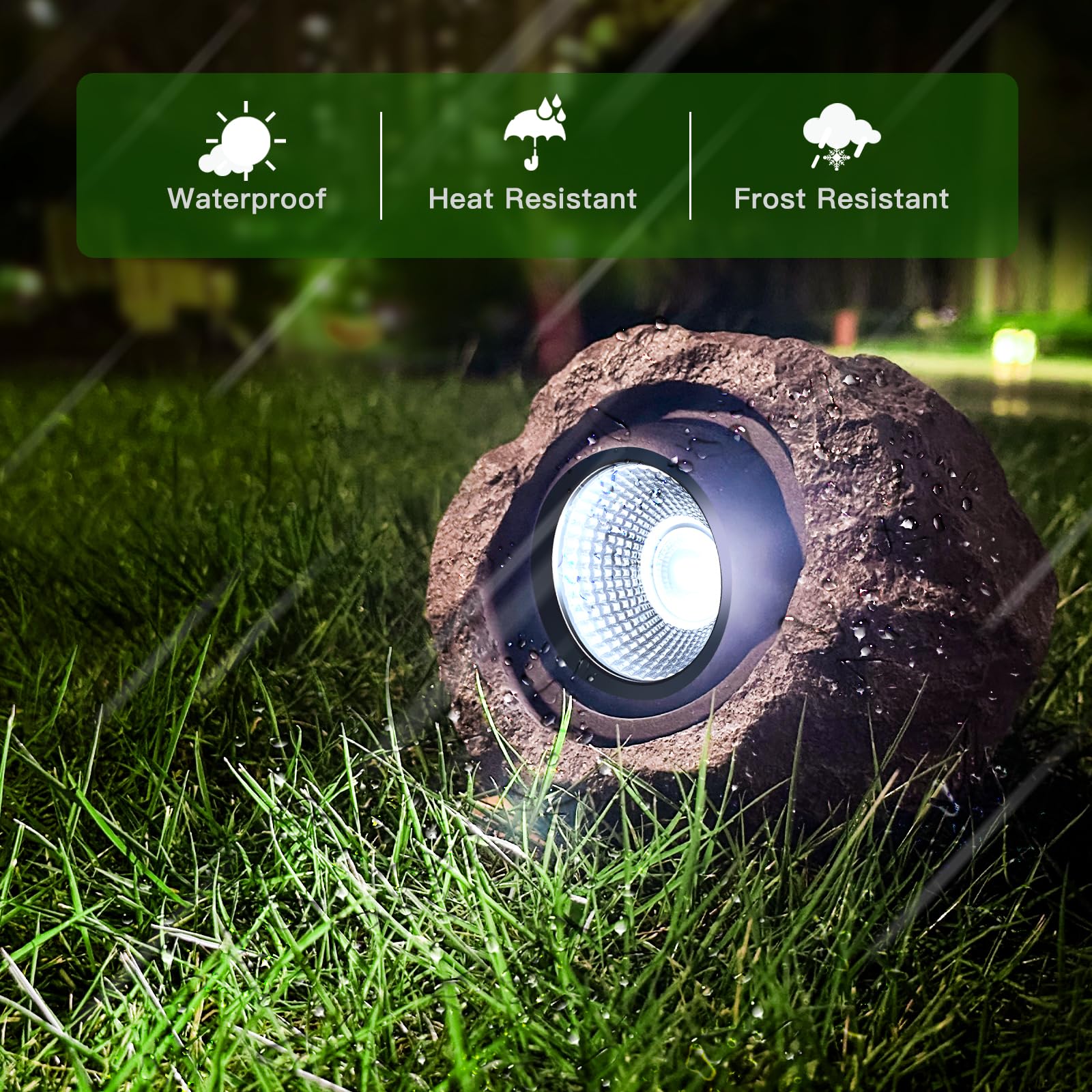 Timeflies 4 Pack Solar Rock Lights Outdoor - Super Bright IP65 Waterproof Solar Spot Lights for Yard, Garden, Path & Landscape - Auto On/Off Solar Lights for Walkways, Driveways, Patios & Backyard Decor