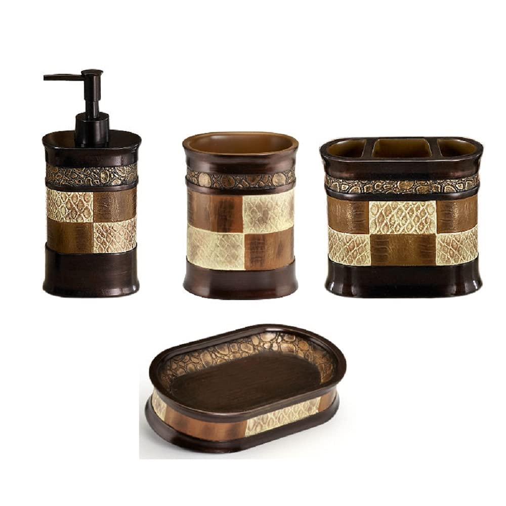 Premium 4-Piece Zambia Bathroom Accessories Set - Soap Dispenser, Tumbler, Toothbrush Holder & Soap Dish - Modern Luxury Decor for Western & Contemporary Bathrooms - Perfect for Home, Hotel & Spa Decor