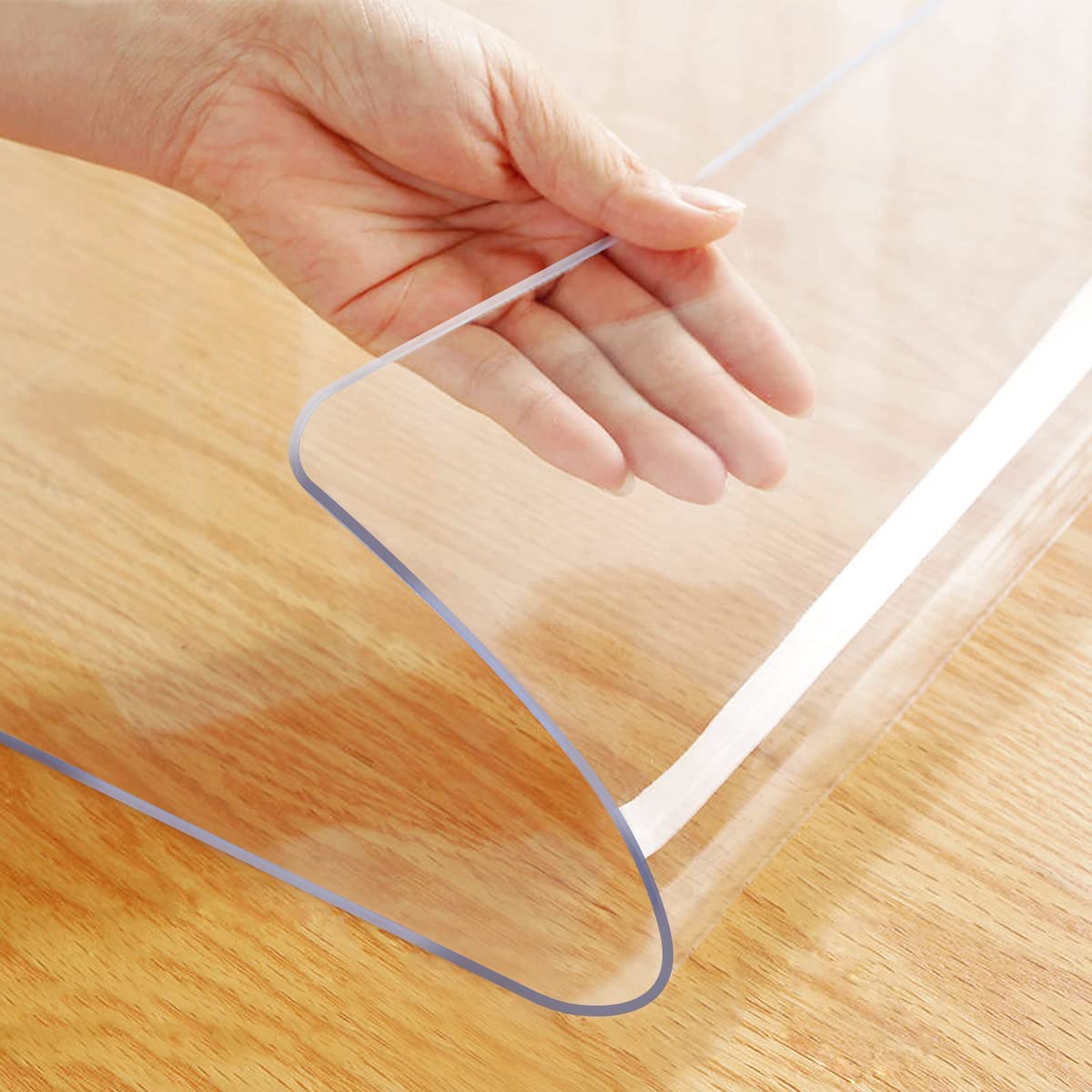 24x42 Inch Clear PVC Desk Cover Protector - 1.5mm Thick Rectangular Plastic Table Pad Mat, Waterproof & Non-Slip Vinyl Tablecloth for Coffee Table, Writing Desk, TV Stand, Makeup Vanity, Dining Table - Home & Office Organization Solution