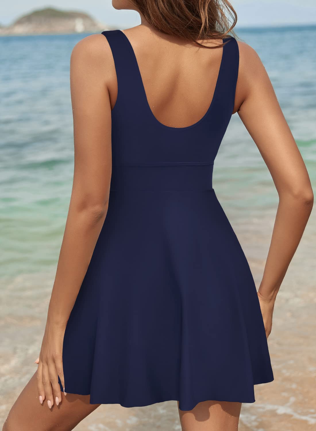 SHEKINI Women's Tummy Control One Piece Swimsuit with Drawstring Front & Cutout Design - Flattering Swimdress for Beach, Pool, Vacation & Summer Water Activities