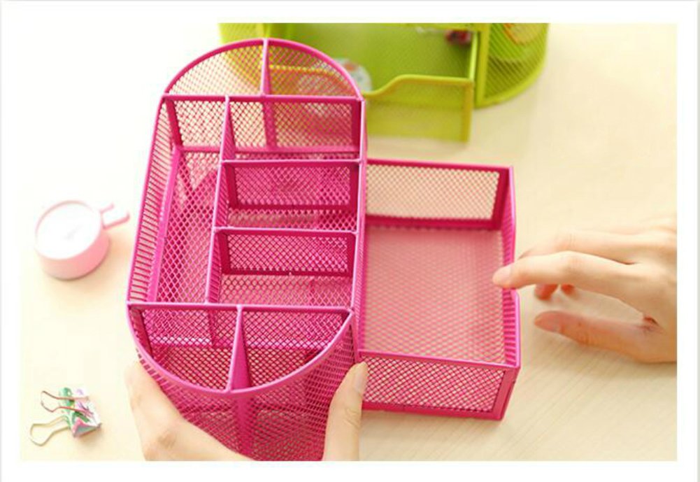 Pink Desk Organizer Set - Office Supplies & Workspace Storage Solutions with Pencil Holders & Dispensers - Perfect for Home Office, School Desk, and Workspace Organization