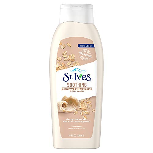 St. Ives Oatmeal & Shea Butter Body Wash - 24 Fl Oz Moisturizing & Exfoliating Shower Gel for Dry Skin - Perfect for Daily Hydration & Sensitive Skin Care