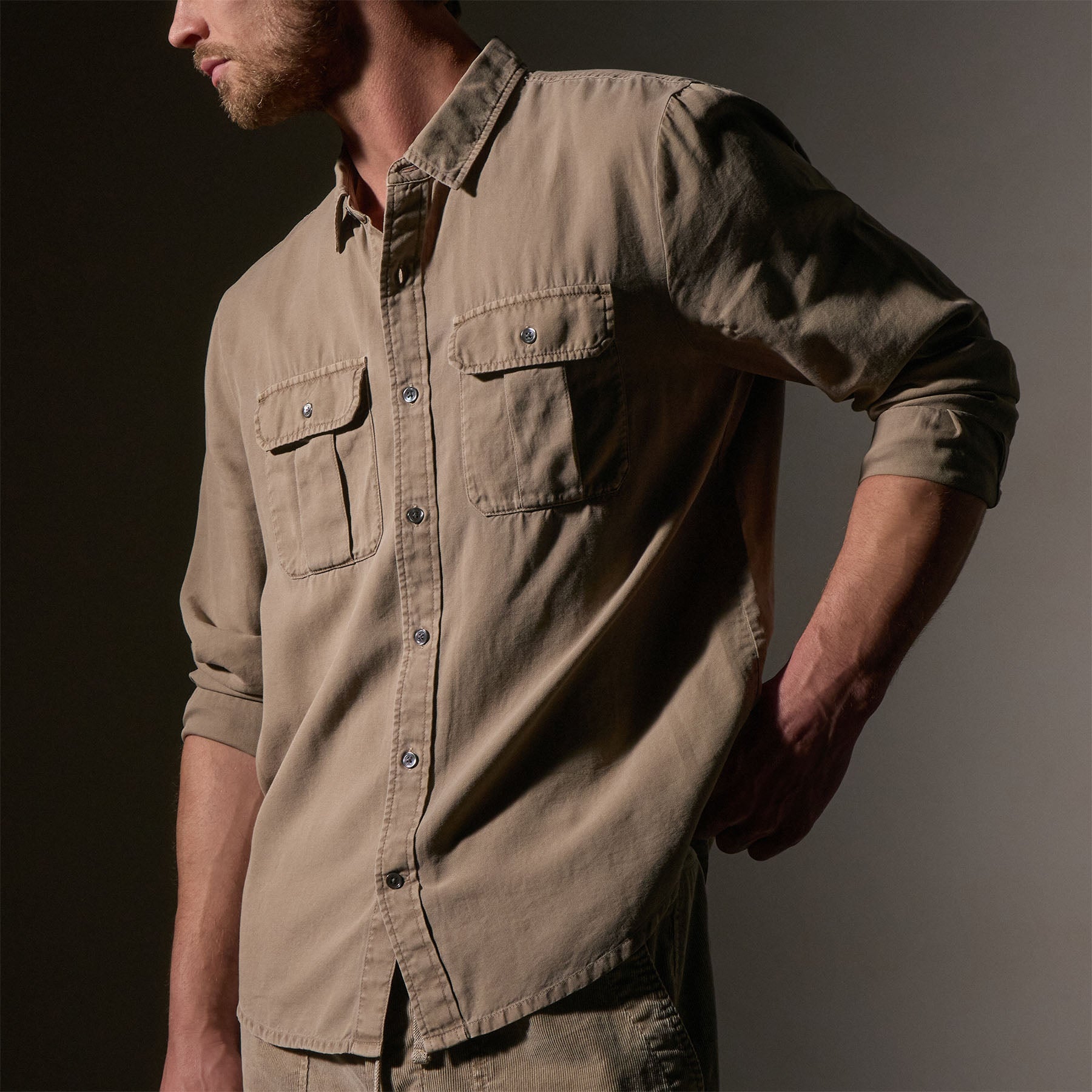 Premium Cotton Utility Shirt for Men - Comfortable Workwear & Casual Style - Overcast Pigment Wash - Perfect for Outdoor Activities, Work & Everyday Wear