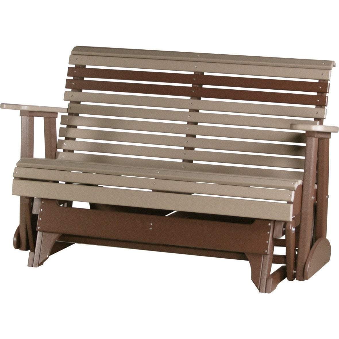 LuxCraft Weatherwood 4-Foot Rollback Recycled Plastic Outdoor Glider Bench - Perfect for Porch, Patio, Garden & Backyard Relaxation