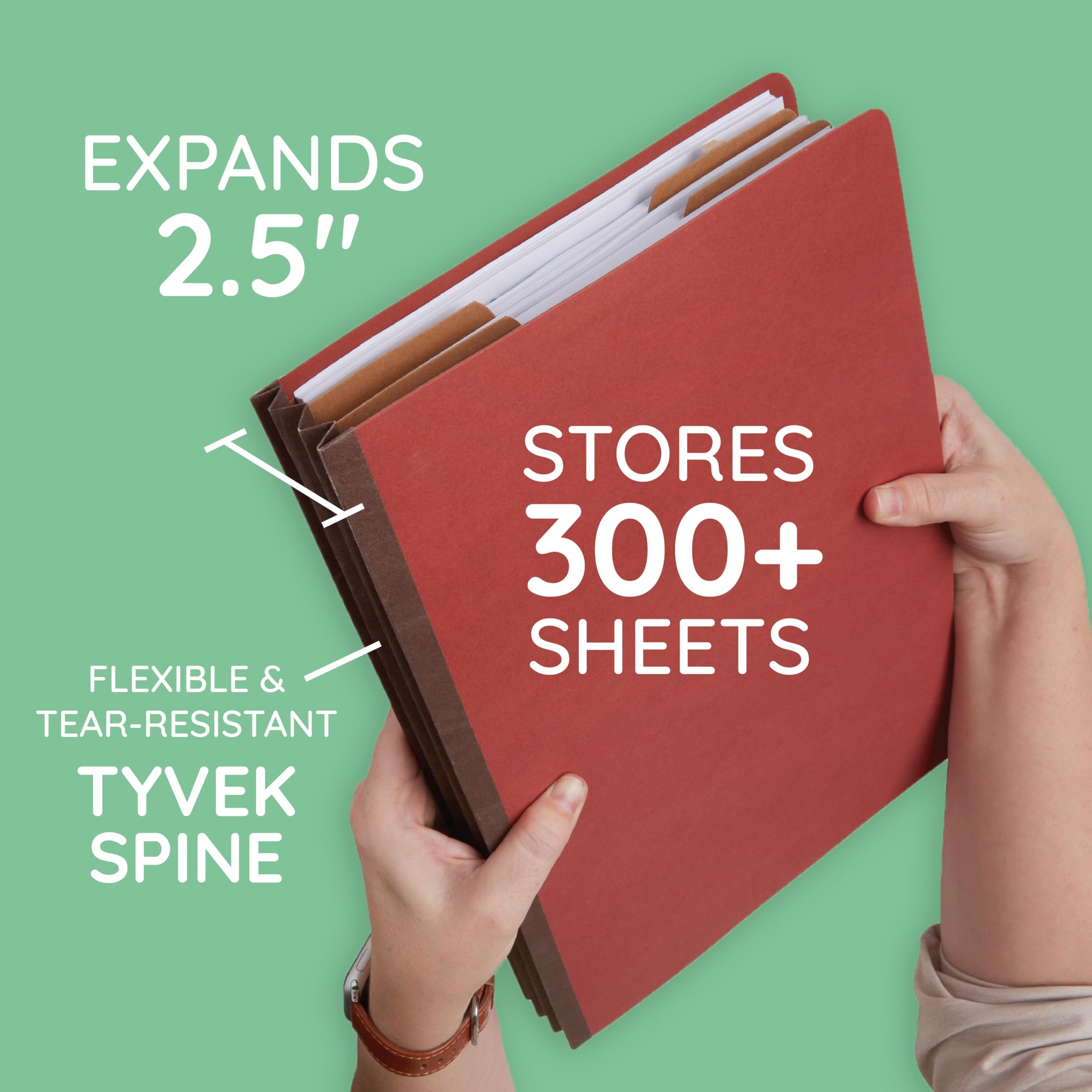 30 Legal Size Classification Folders with 2 Divider Pockets - 2 Inch Tyvek Expansion, Durable 2-Prong Fastener for Organizing Law Client Files & Office Documents - Red Brick - Perfect for Law Firms, Corporate Offices, and Document Management Systems