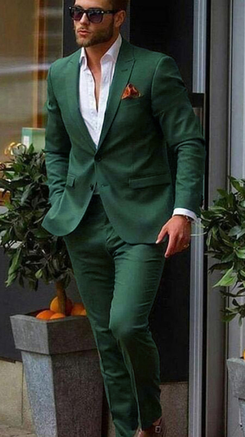 Dark Green Groomsmen Suit 2-Piece Wedding Party Suit Set - Slim Fit Tuxedo for Men - Formal Attire for Weddings, Prom & Special Occasions