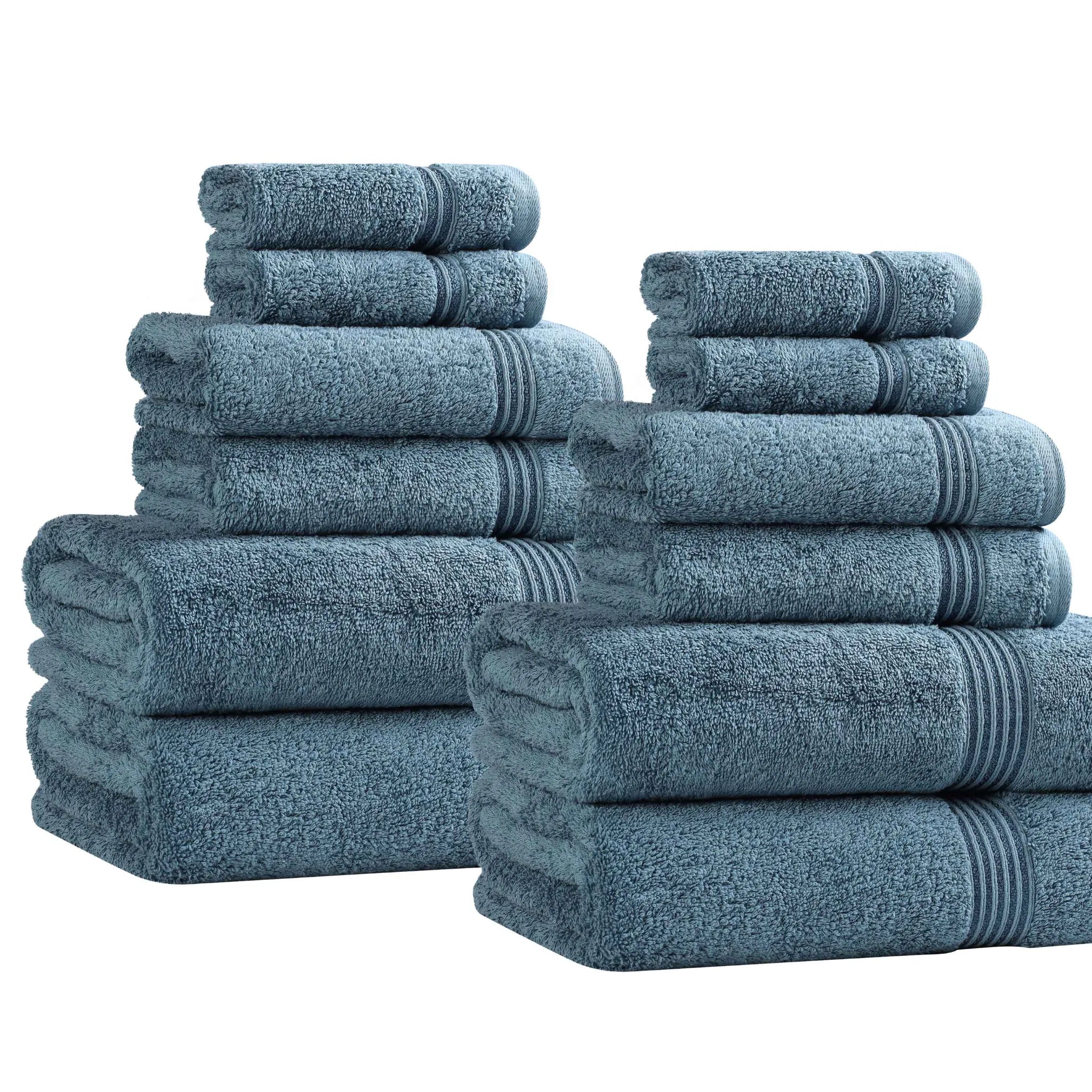 Premium 12-Piece Egyptian Cotton Towel Set - Ultra Soft, Highly Absorbent Bath & Beach Towels for Luxury Spa, Hotel, and Home Use