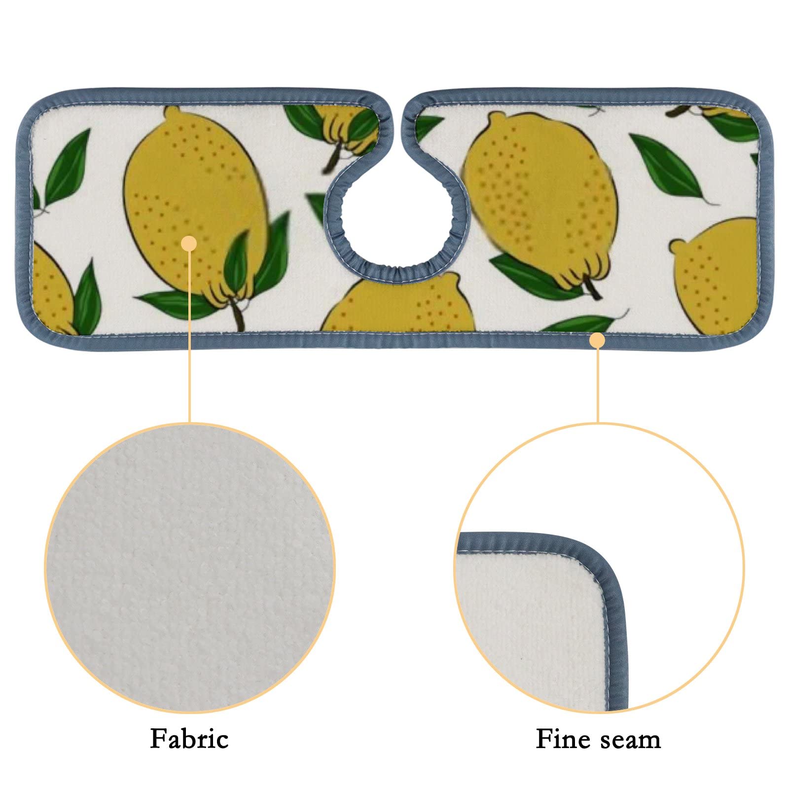 3 Pack Absorbent Kitchen & Bathroom Sink Faucet Mats - Lemon Citrus Fruit Splash Guard, Water Tap Countertop Protector, RV Stain Proof Pads for Home & Travel Use